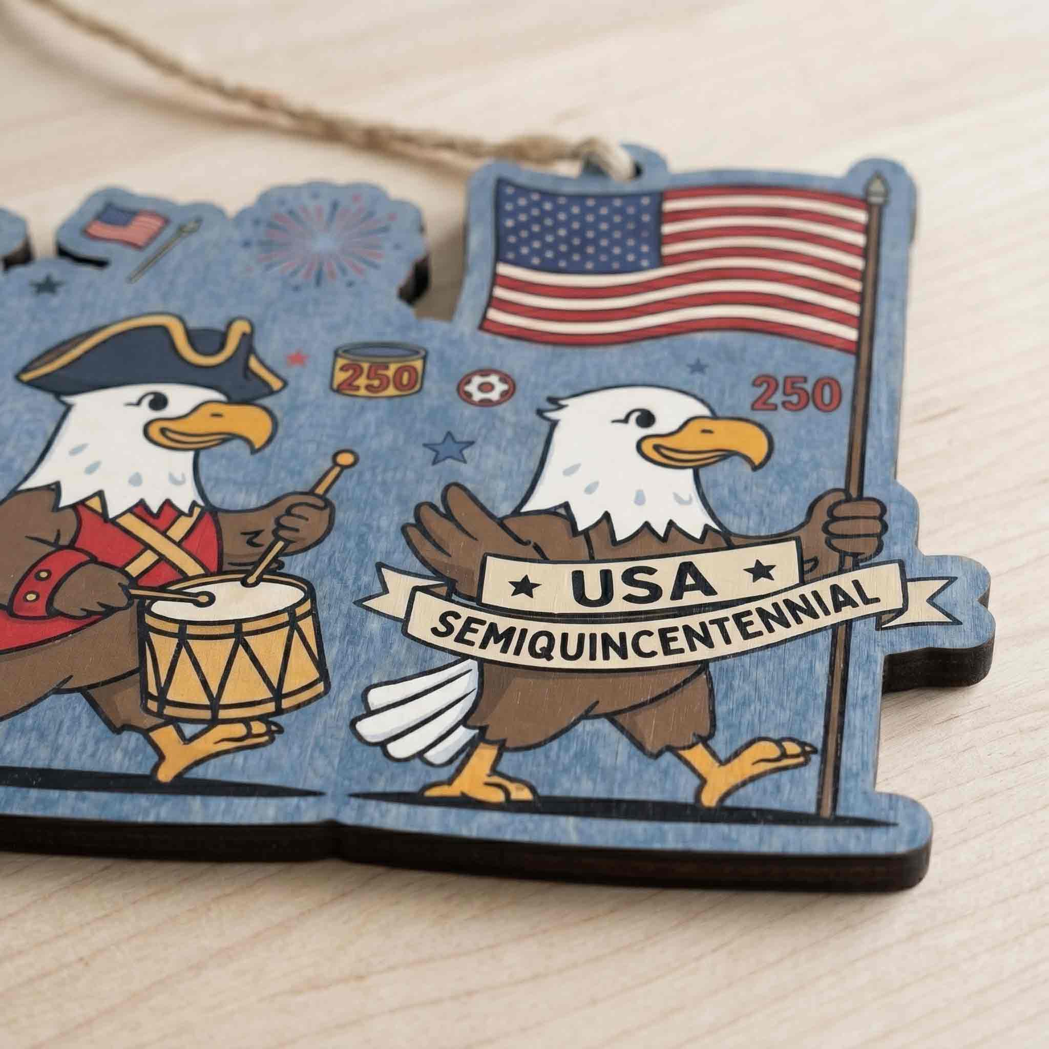 America 250th Anniversary Eagle We the People Wooden Sign