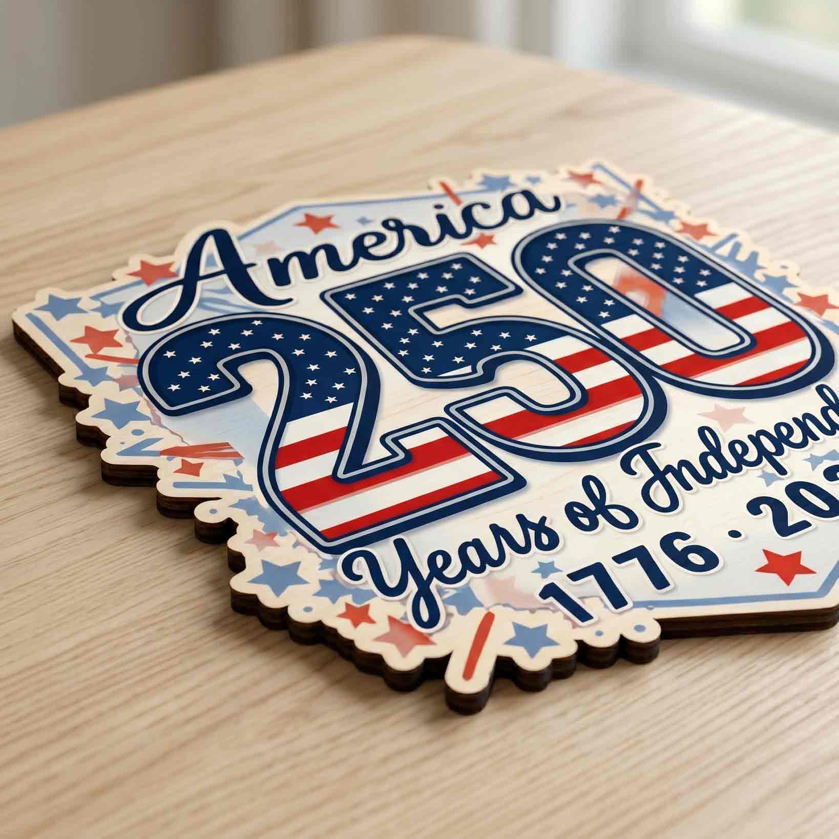 America 1776-2026 250 Years of Freedom Patriotic Wooden Sign
