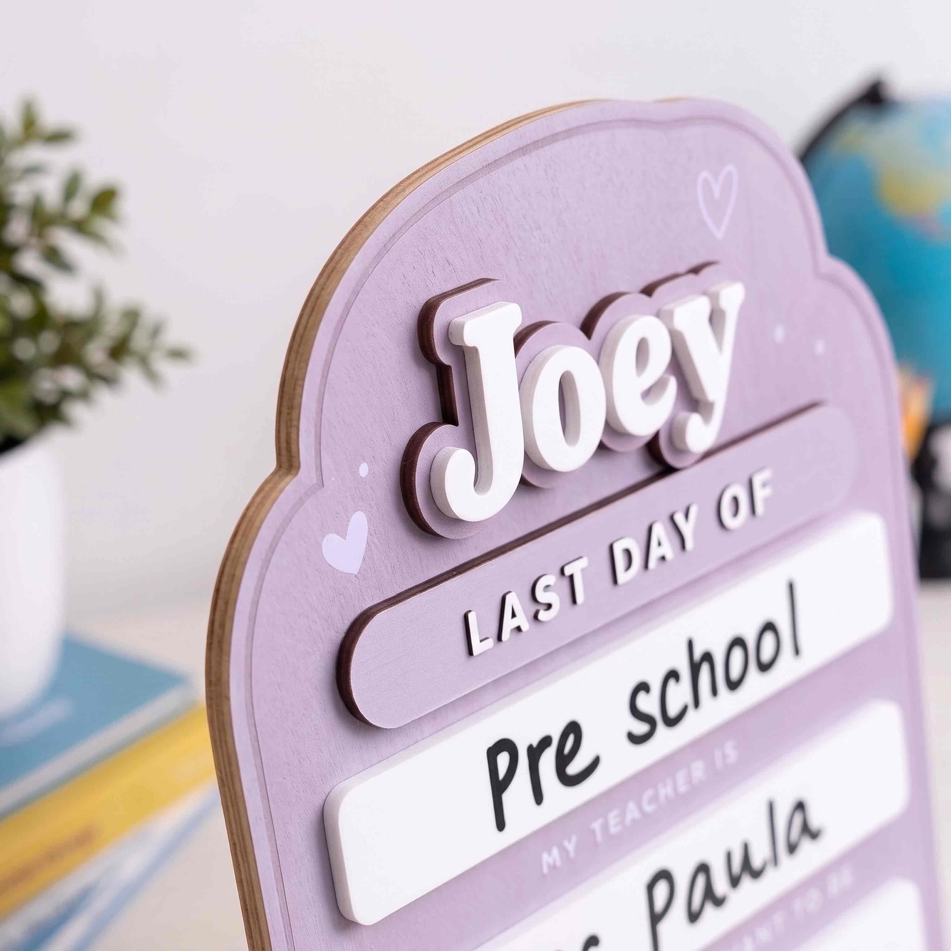 Personalized Pastel Lavender First & Last Day School Board, Reusable Dry Erase Board, Back to School Sign