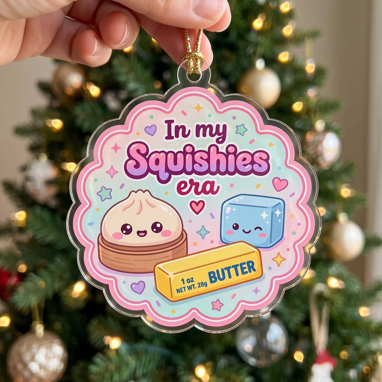 In My Squishies Era Pastel Friends Acrylic Christmas Ornament Cute