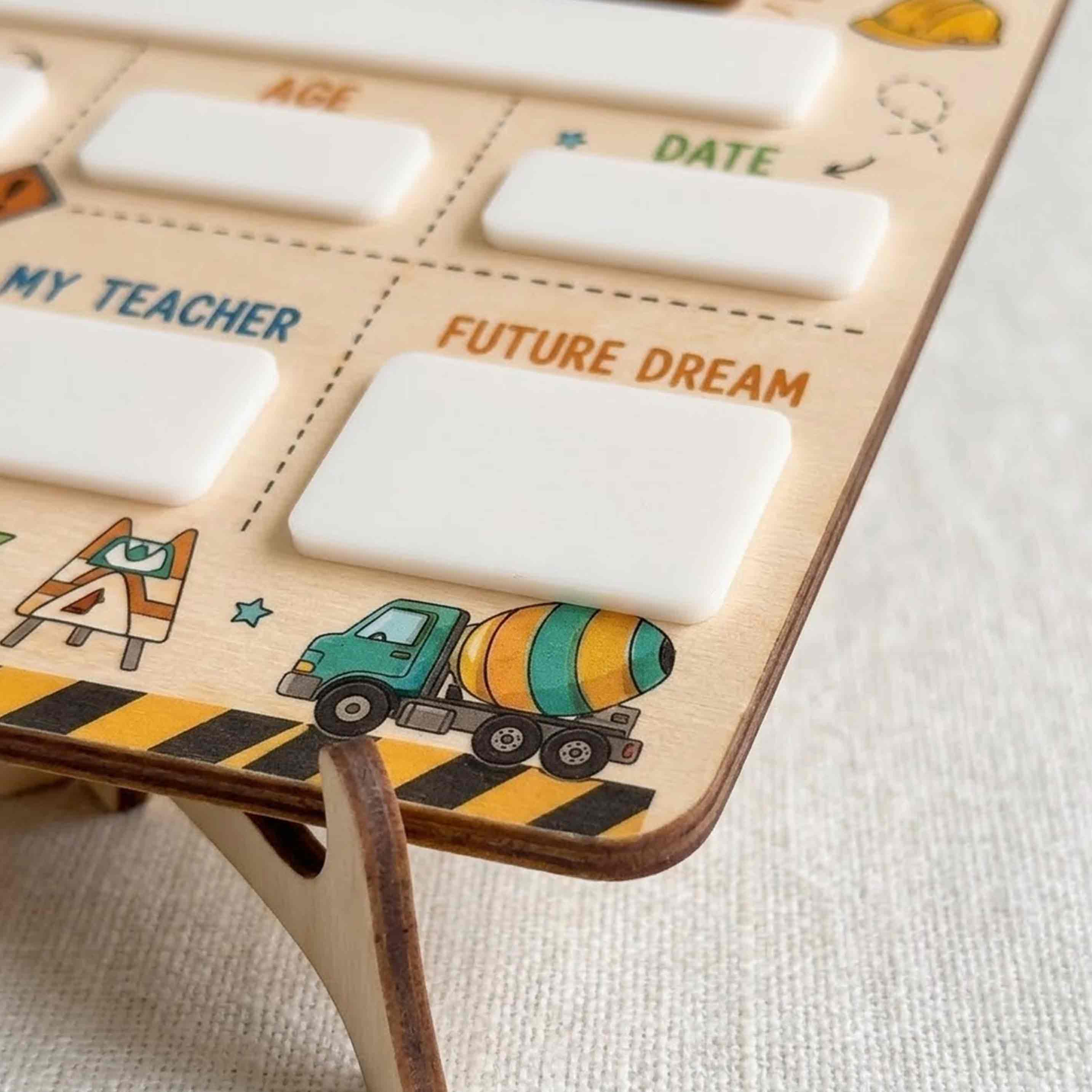 Personalized Construction Site Theme First & Last Day School Sign, Reusable Dry Erase Board, Back to School Sign