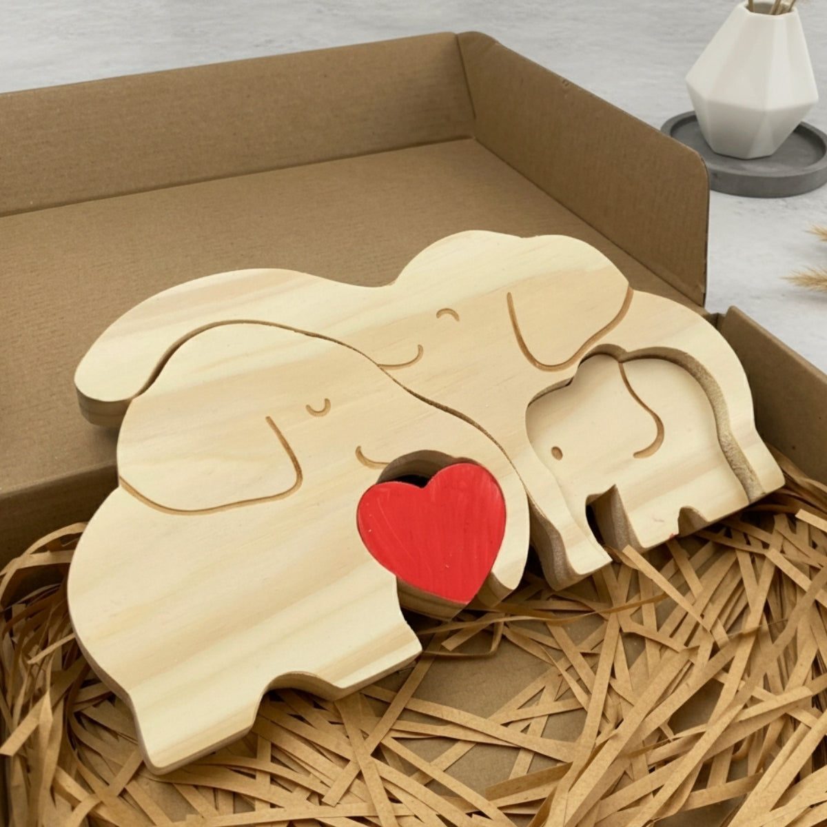 Personalized Elephant Family 3 Puzzle Custom Wooden Puzzle