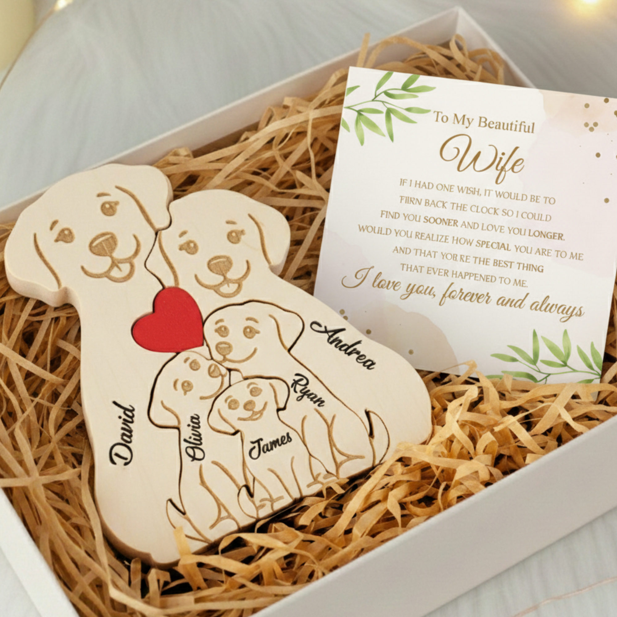 Personalized Dog 5 Pieces Family Edition Custom Wooden Puzzle