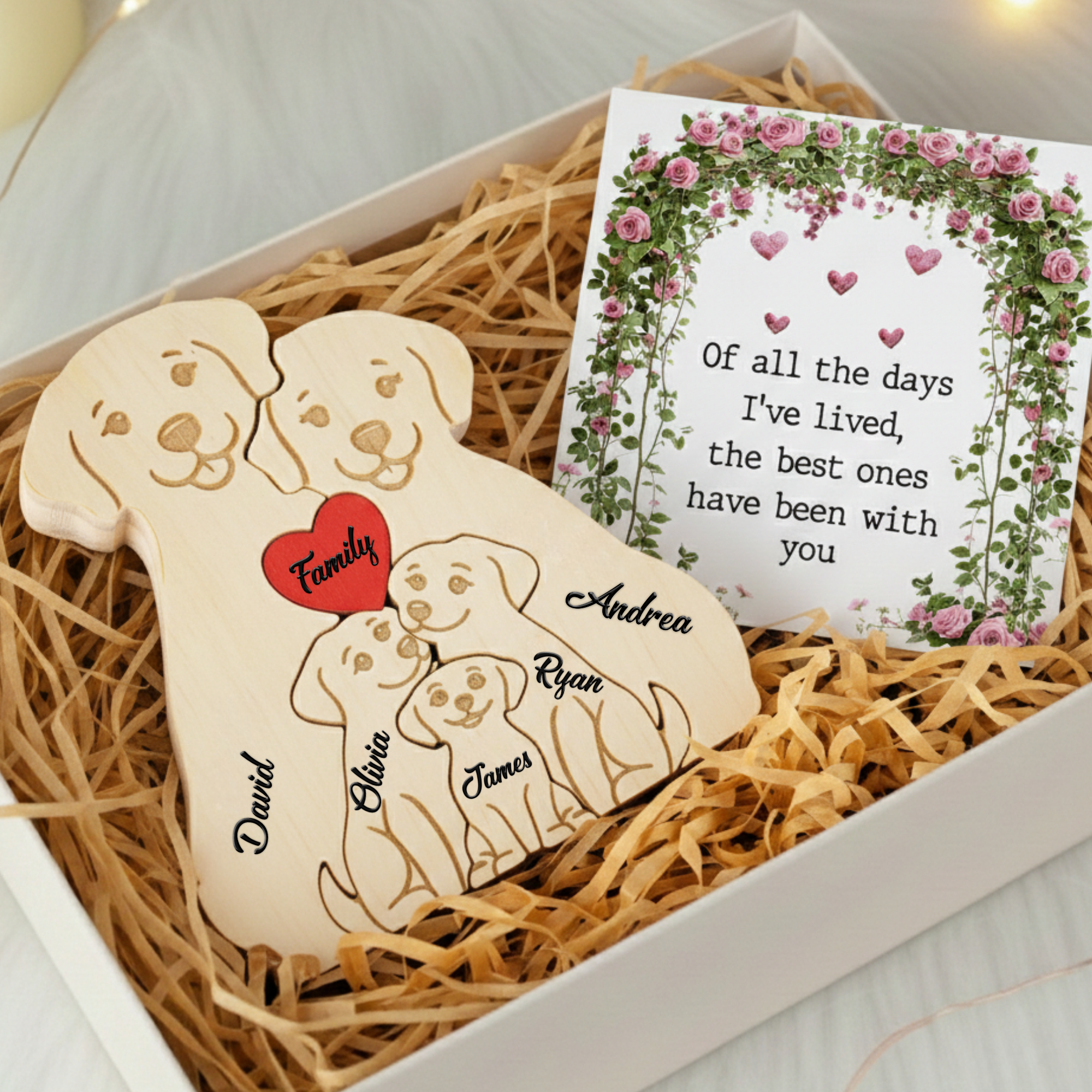 Personalized Dog 5 Pieces Family Edition Custom Wooden Puzzle
