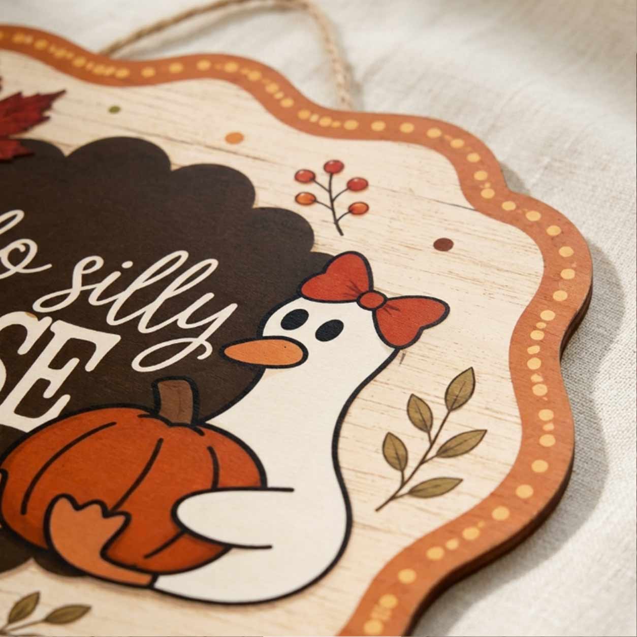 Fall Porch Decor, Hello Silly Goose  Wooden Fall Door Hanger,  Front Door Sign, Farmhouse Fall Decor