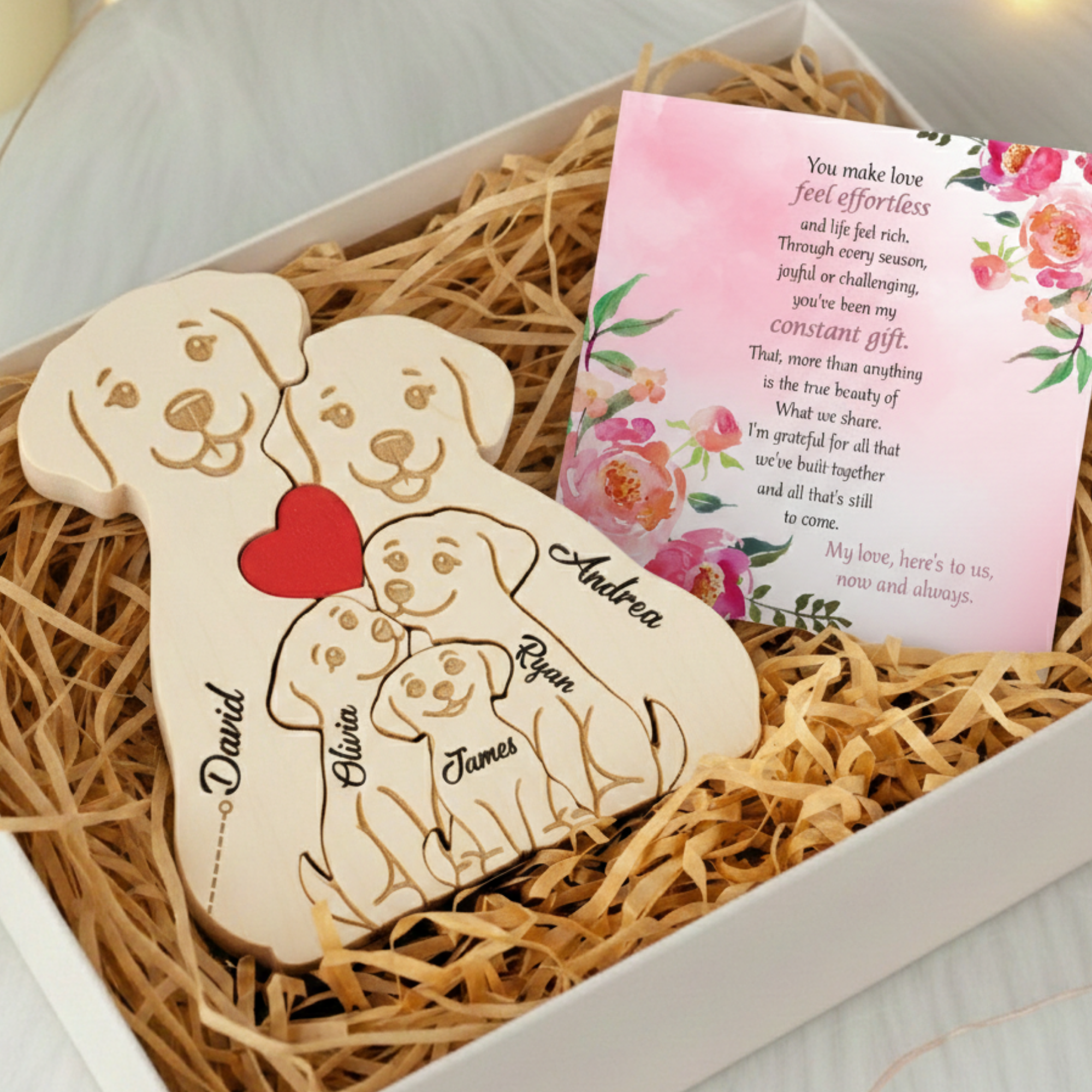 Personalized Dog 5 Pieces Family Edition Custom Wooden Puzzle