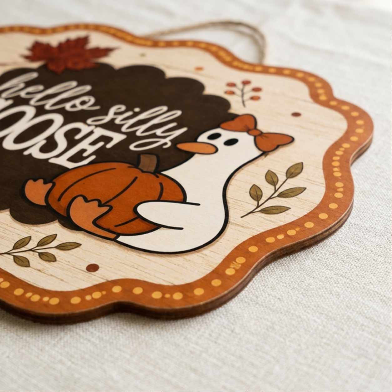 Fall Porch Decor, Hello Silly Goose  Wooden Fall Door Hanger,  Front Door Sign, Farmhouse Fall Decor