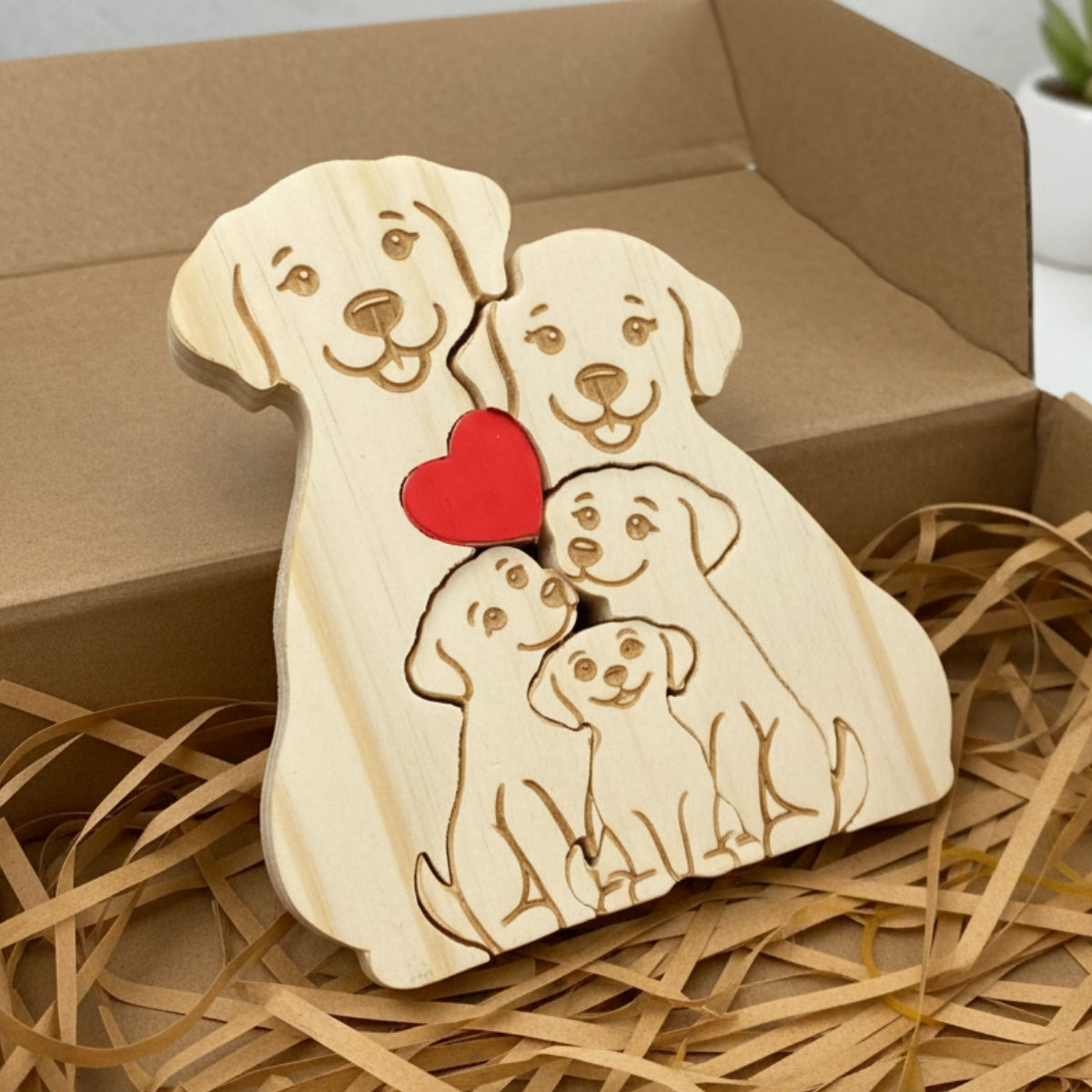 Personalized Dog Family 5 Puzzle Custom Wooden Puzzle