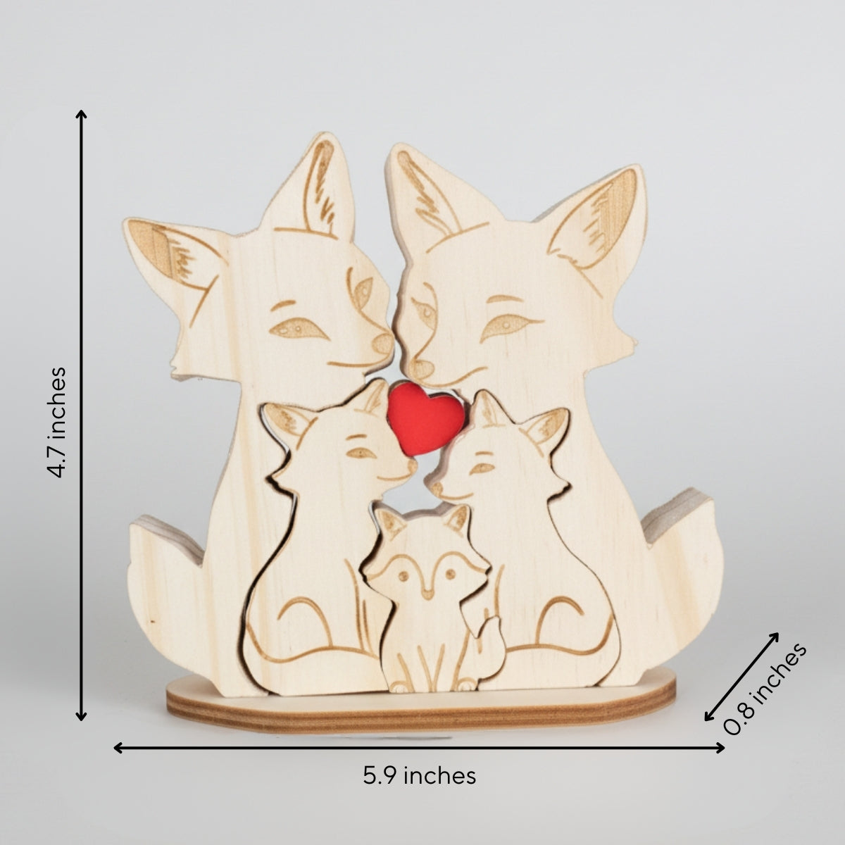 Personalized Fox Family 5 Puzzle Custom Wooden Puzzle