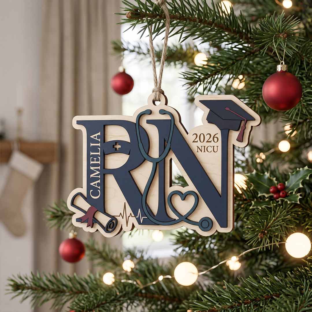 NICU Nurse Graduation Personalized Custom Name Date Nurse 2 Layered Piece Wooden Ornament Nursing Graduation Gift