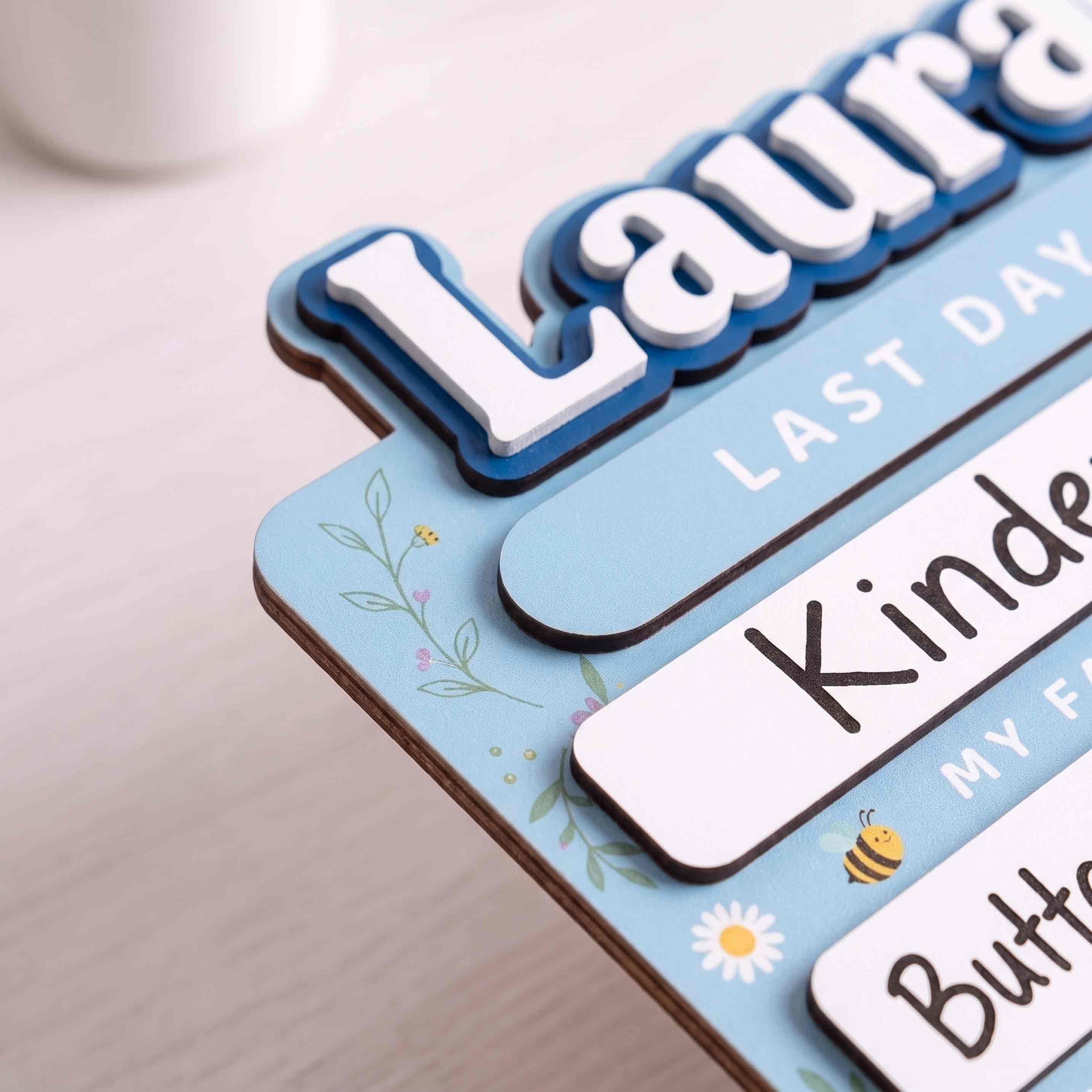 Personalized Blue Wildflower First & Last Day School Board, Reusable Dry Erase Board, Back to School Sign