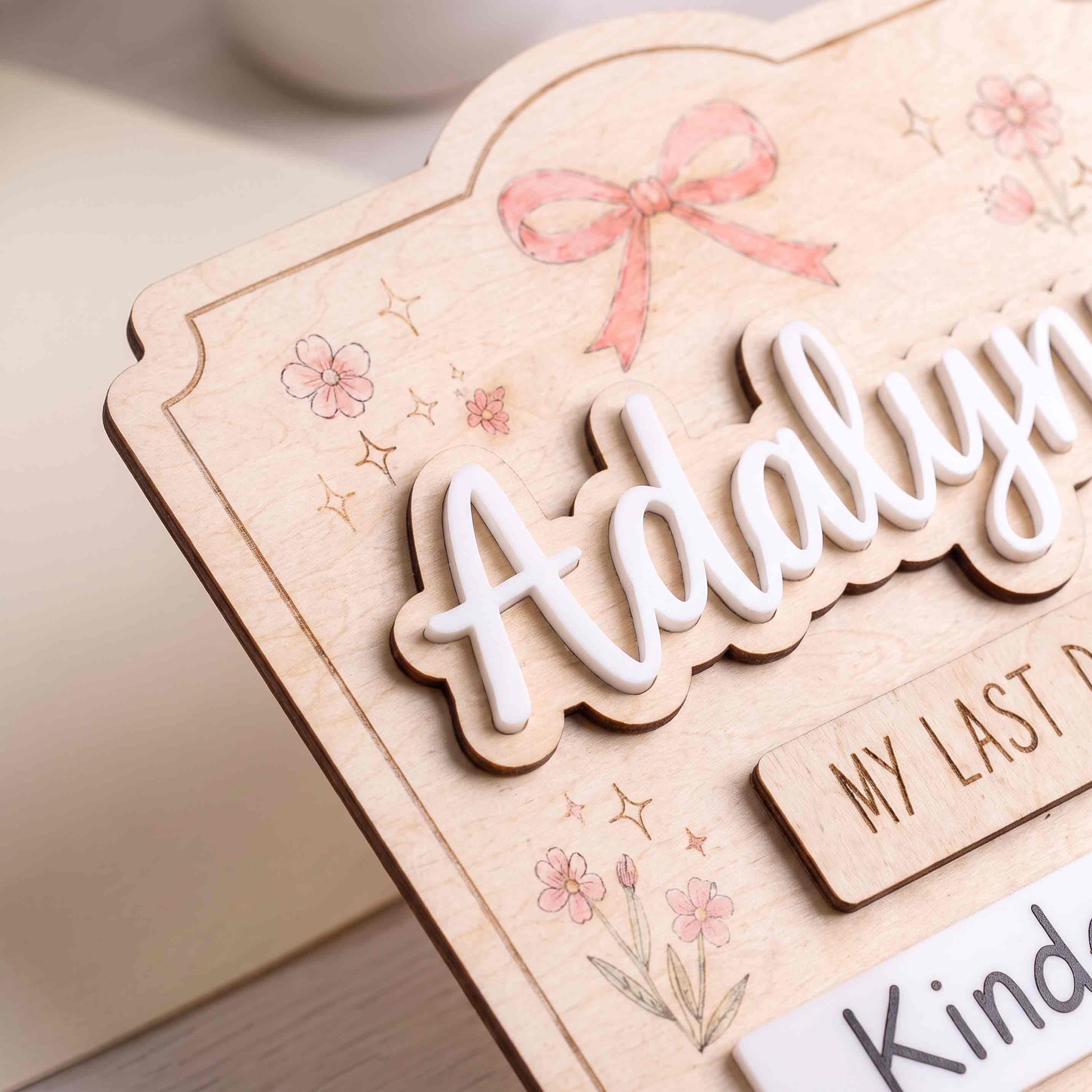 Personalized Bow Floral First & Last Day School Board, Reusable Dry Erase Board, Back to School Sign