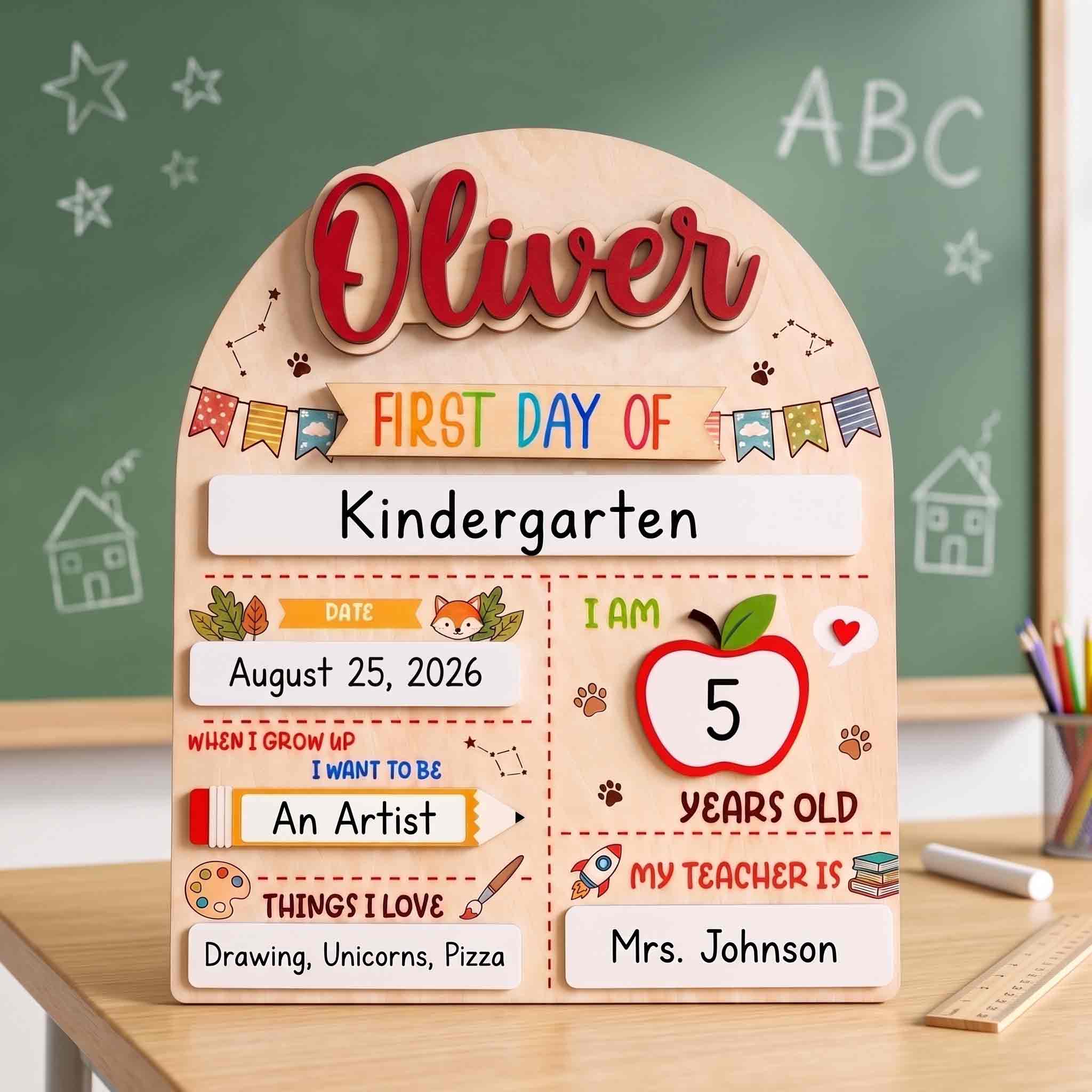 Personalized School Celebration First Day School Board, Reusable Dry Erase Board, Back to School Sign