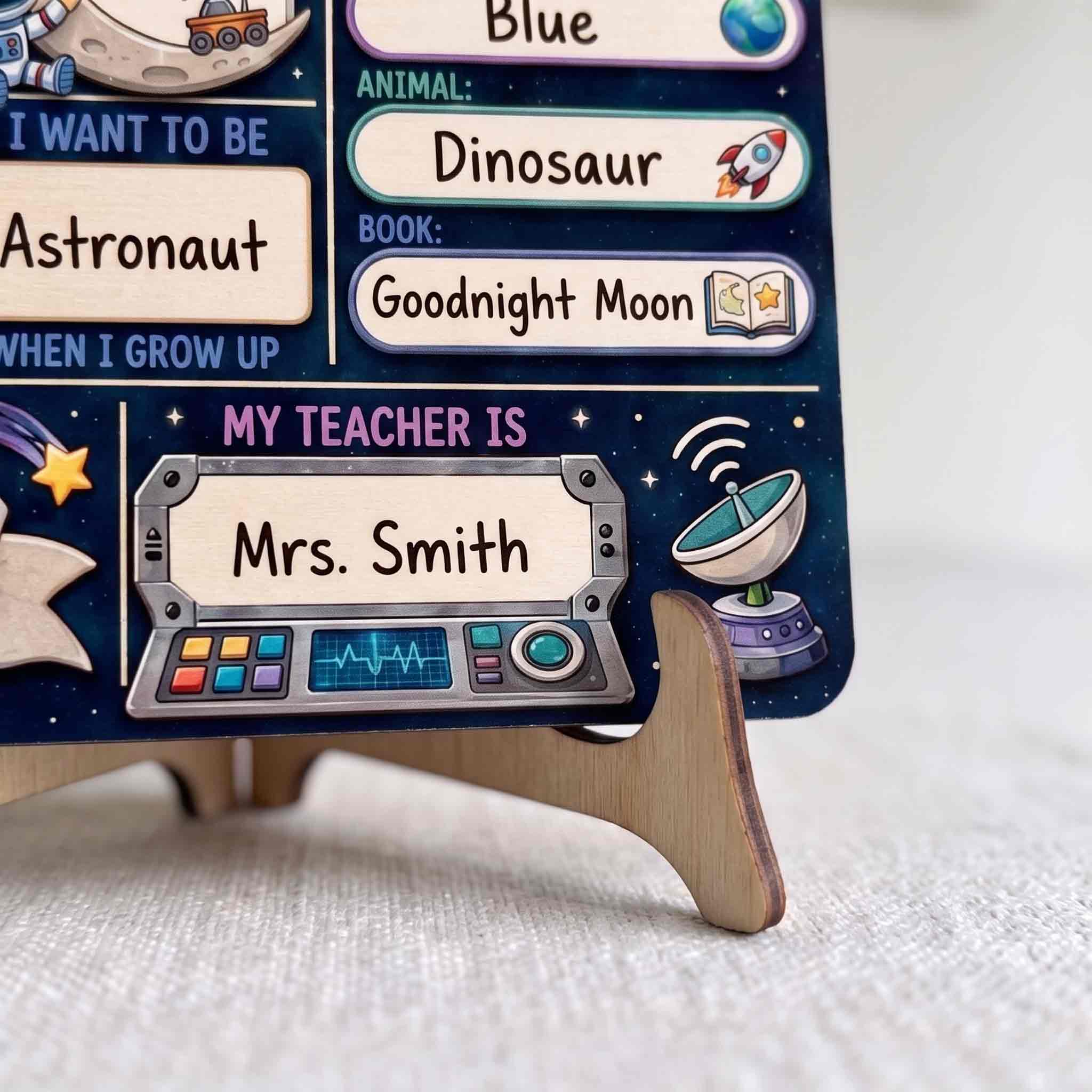 Personalized Astronaut First Day School Board, Reusable Dry Erase Board, Back to School Sign