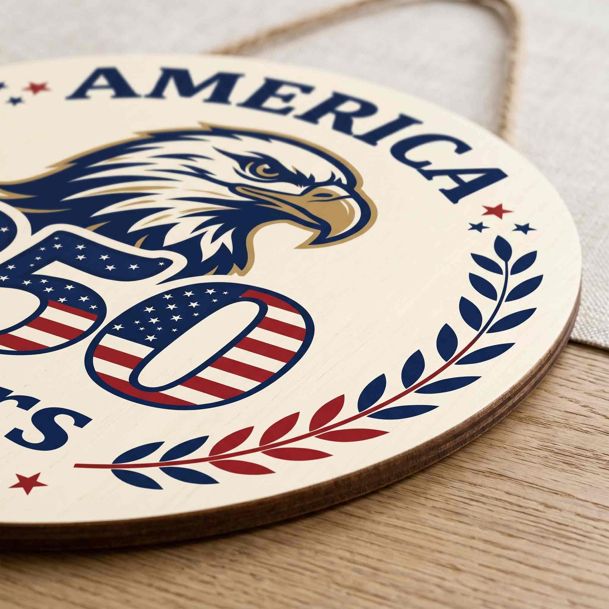 America 250th Anniversary Wooden Sign With Bald Eagle Patriotic Decor