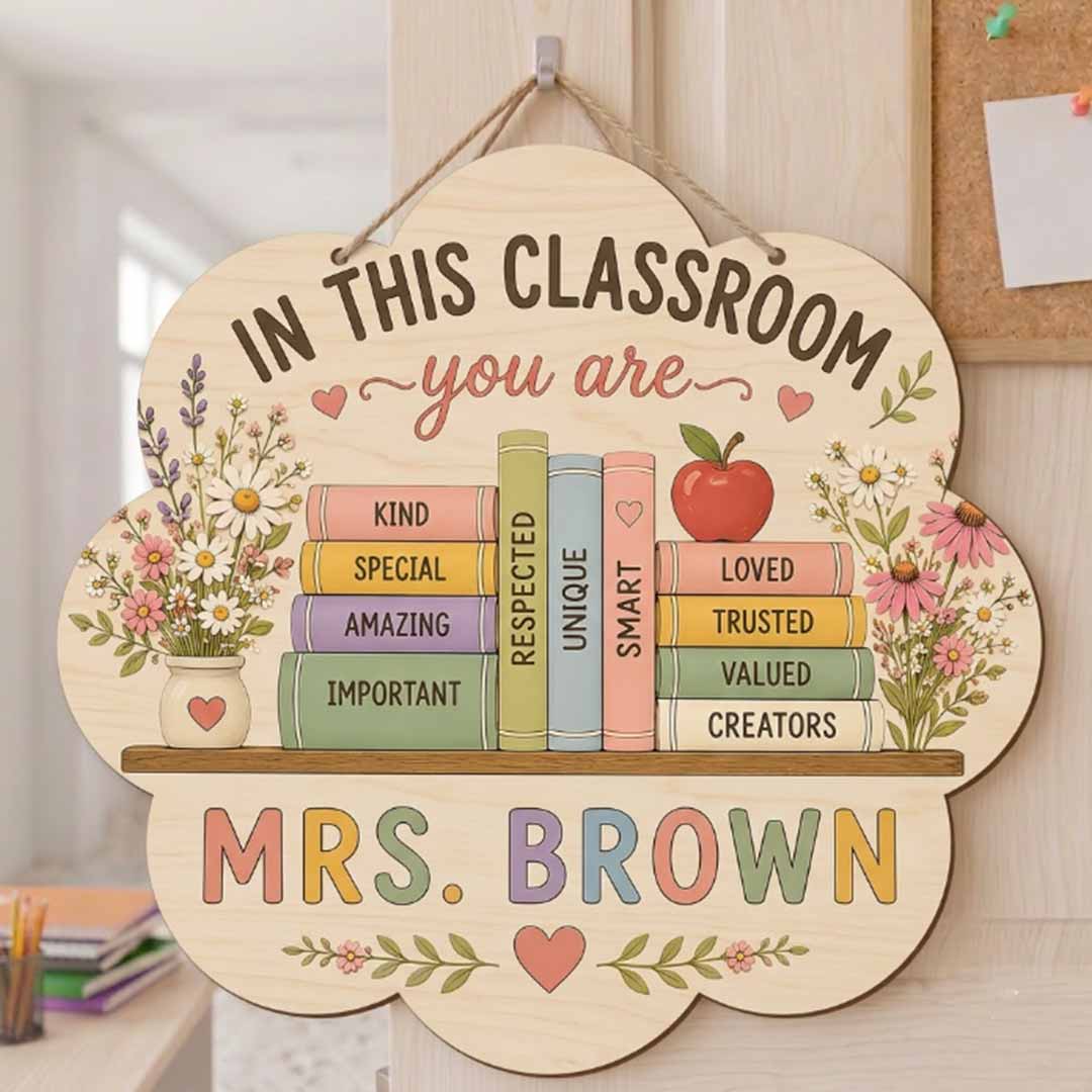 Personalized Teacher Name Wooden Sign Door Hanger In Classroom You Are Kind, Special Wooden Classroom Decor, Back to School Sign