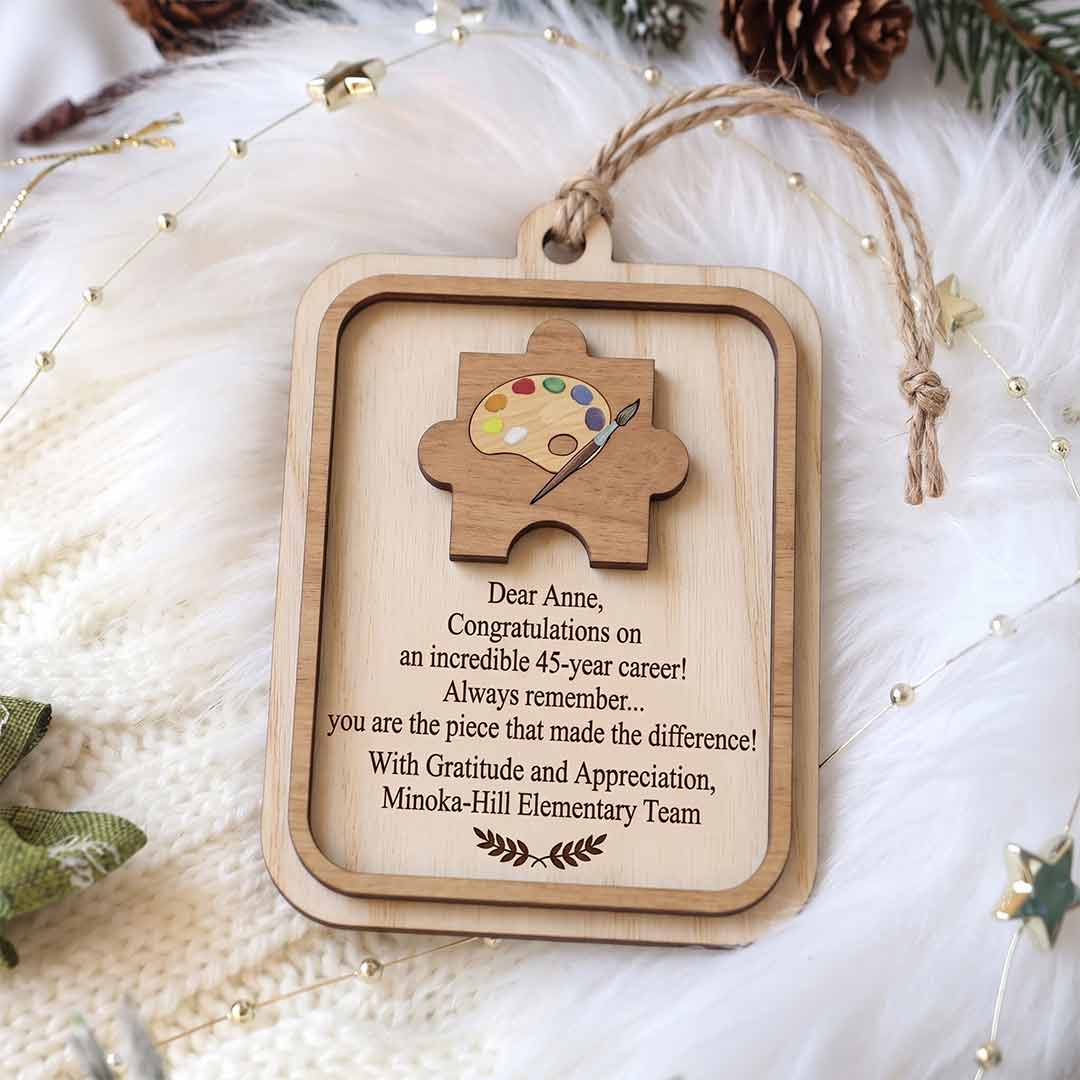 You Are The Piece That Made The Difference Personalized Custom Name Retirement 2 Layered Piece Wooden Christmas Ornament Retirement Appreciation Gift