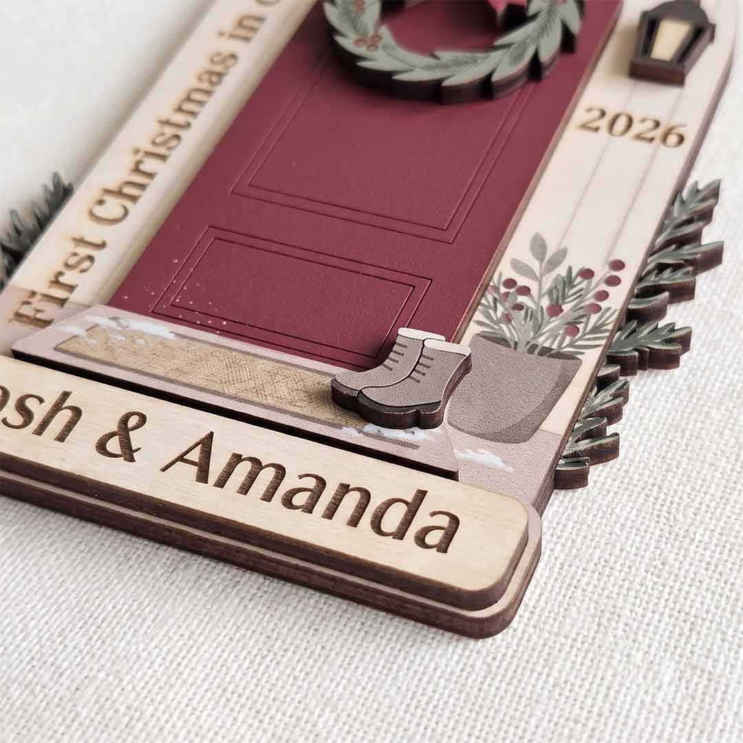 First Christmas in Our New Home Personalized New Home Custom Name Date Wooden Christmas