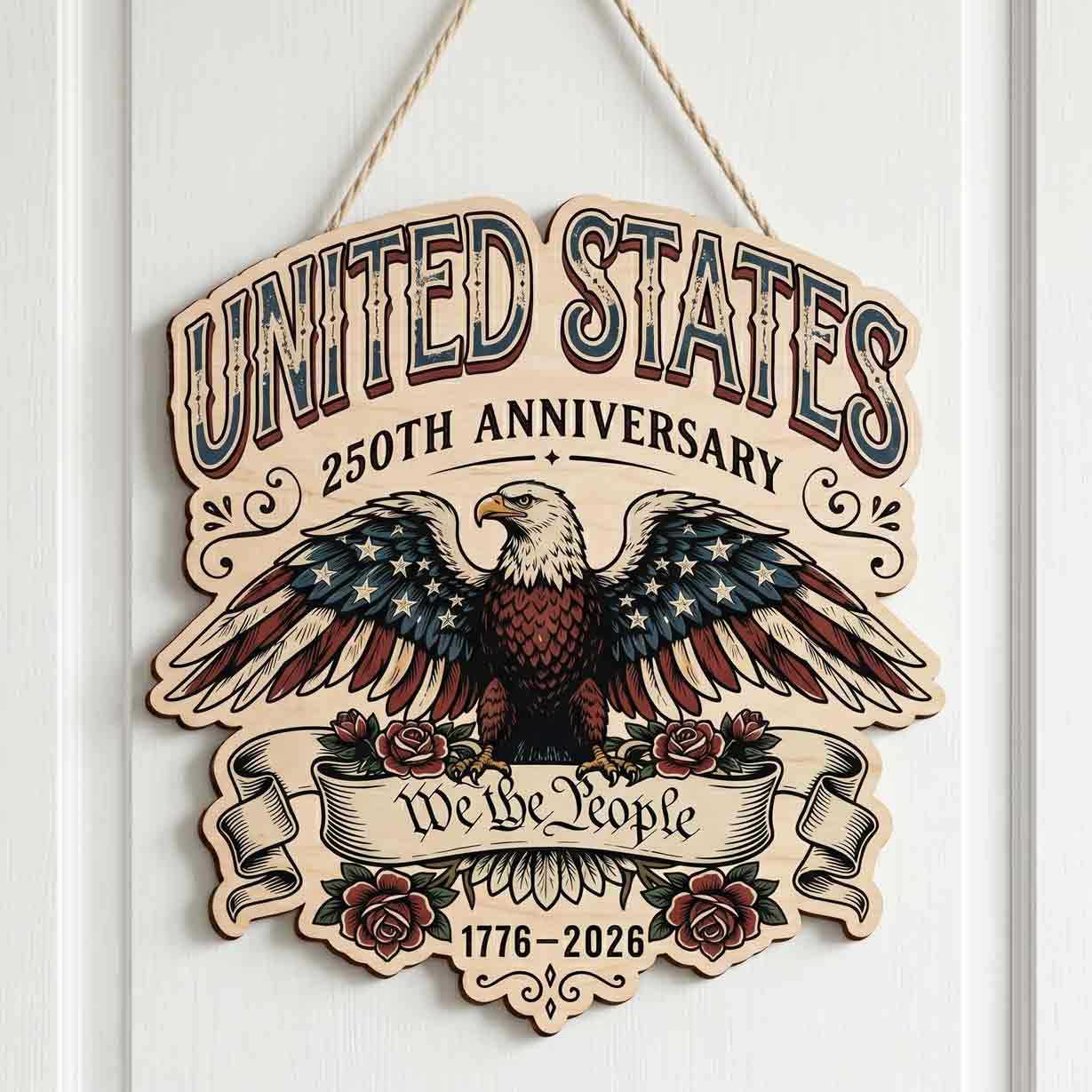 We Love Jesus And America Too Wooden Sign Christian Patriotic Decor