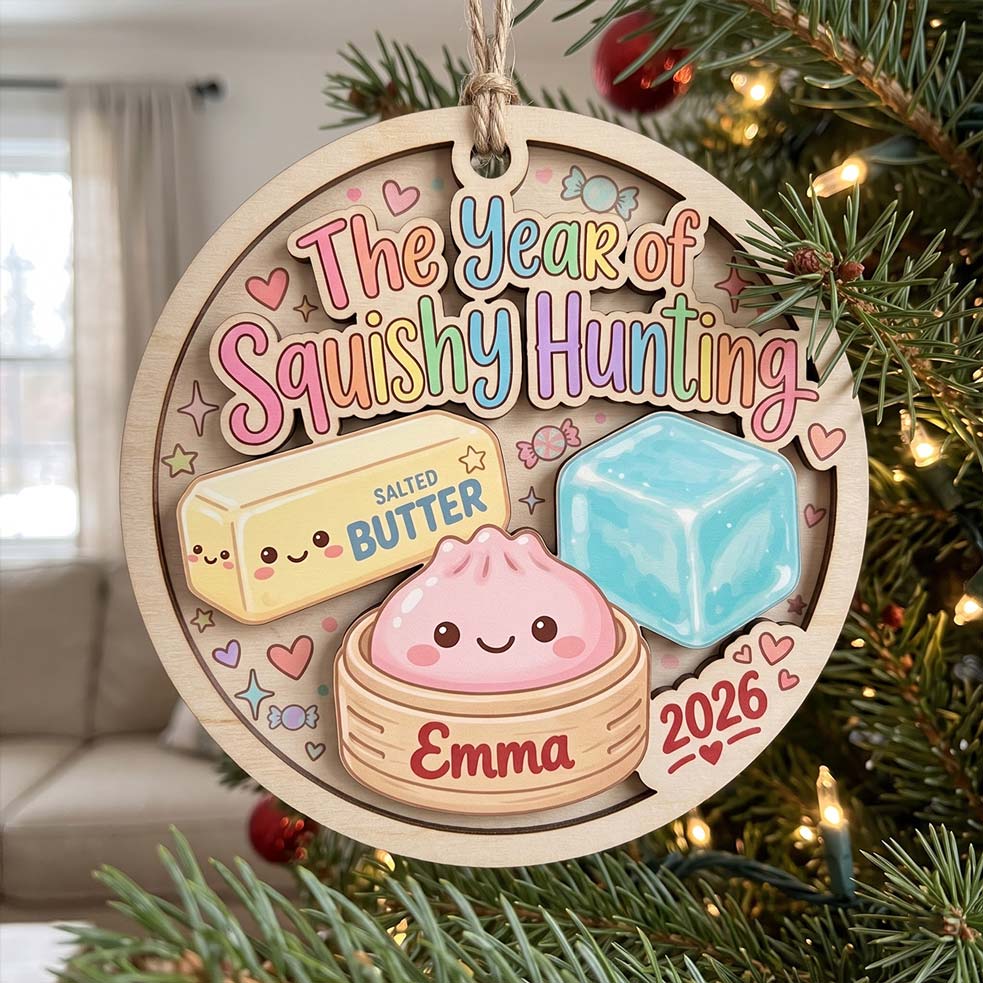 Pastel Squishy Hunting Butter Custom Name Date Wooden Ornament Squishy