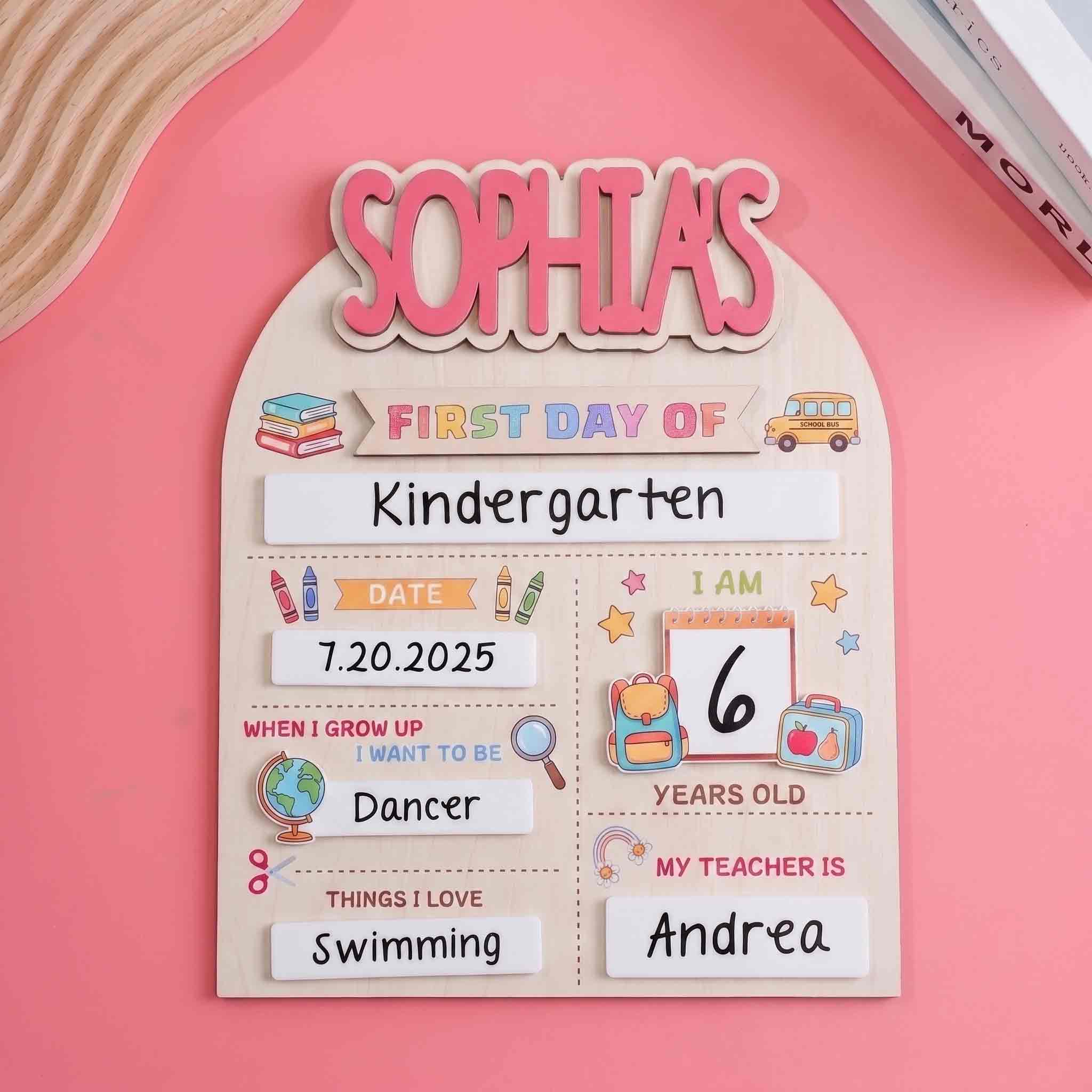 Personalized Cute First Day School Board, Reusable Dry Erase Board, Back to School Sign