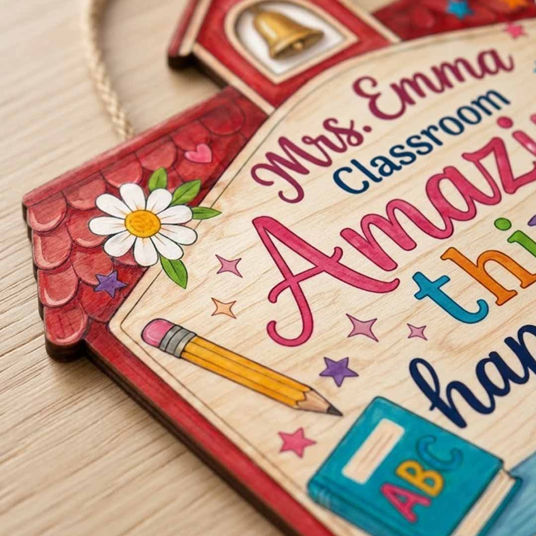 Personalized Teacher Name Wooden Sign Door Hanger Unique Welcome Classroom  Wooden Classroom Decor, Back to School Sign