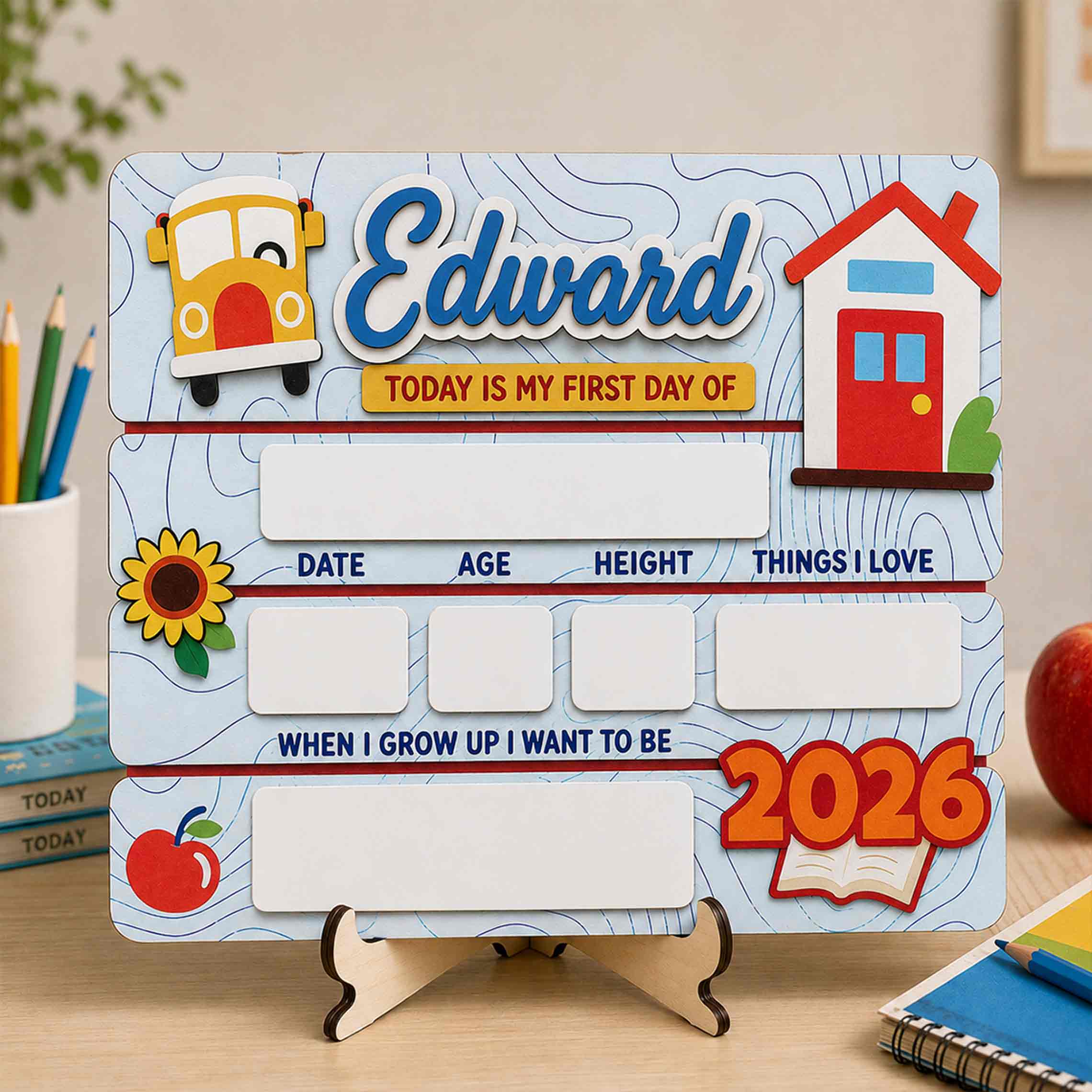 Personalized Colorful Classroom Theme First & Last Day School Sign, Reusable Dry Erase Board, Back to School Sign