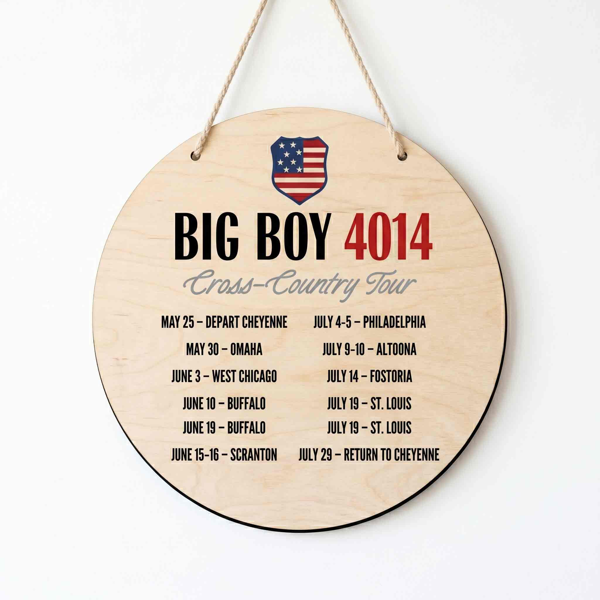 Big Boy Cross Country Tour Train Wooden Sign