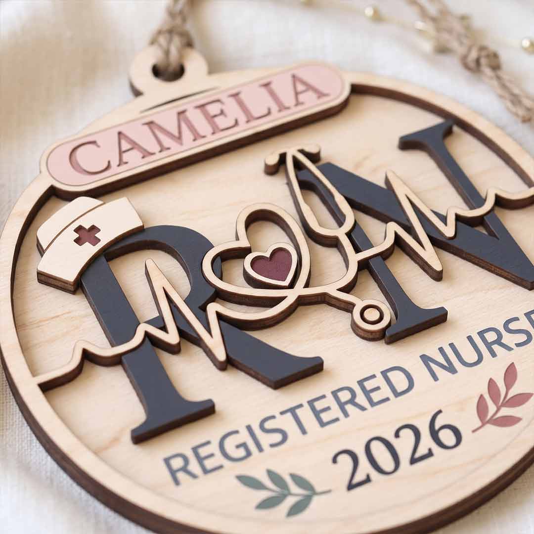 Nurse Graduation Personalized Nurse Custom Name Date Nurse Appreciation Wooden Christmas Ornament