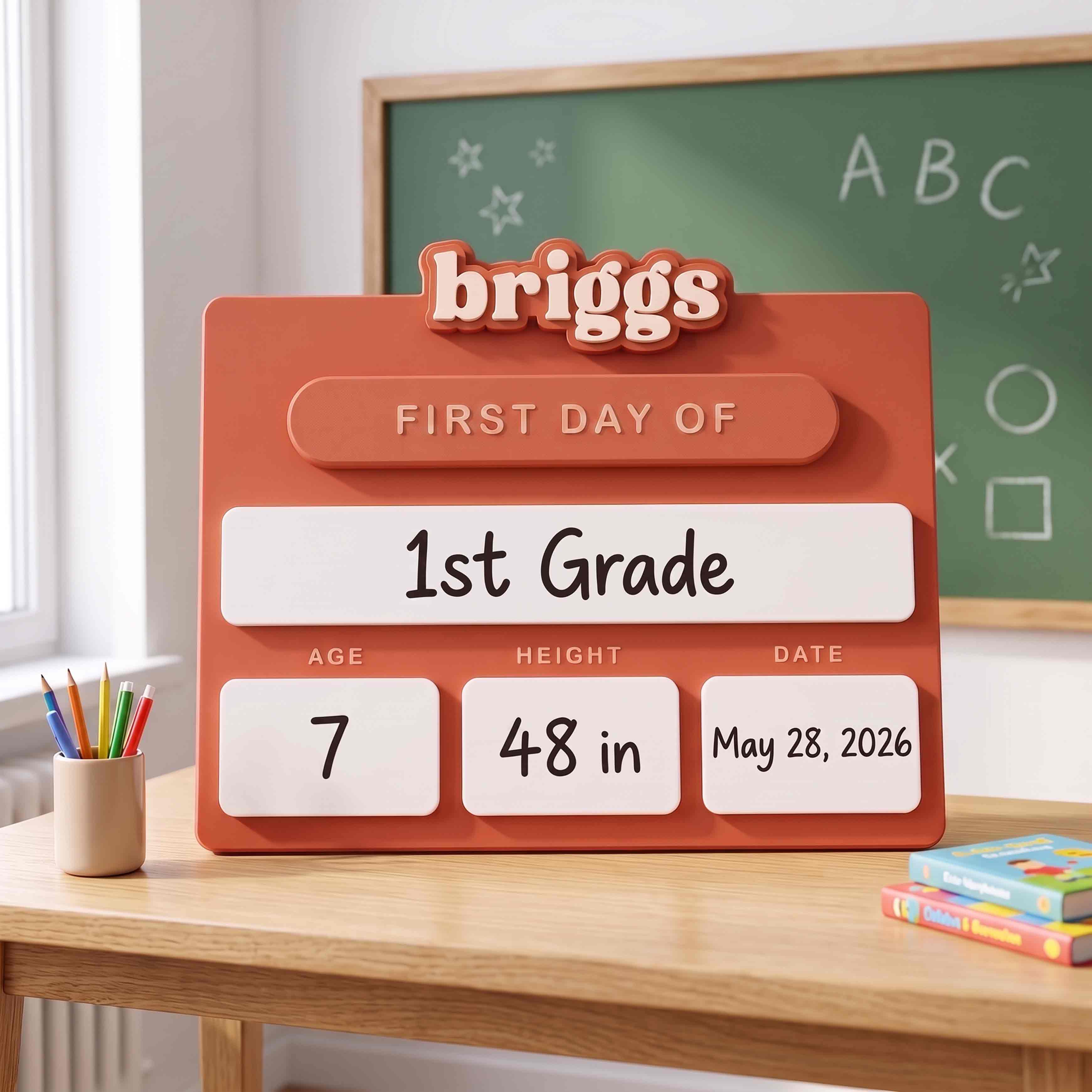 Personalized Minimal First Day School Board, Reusable Dry Erase Board, Back to School Sign