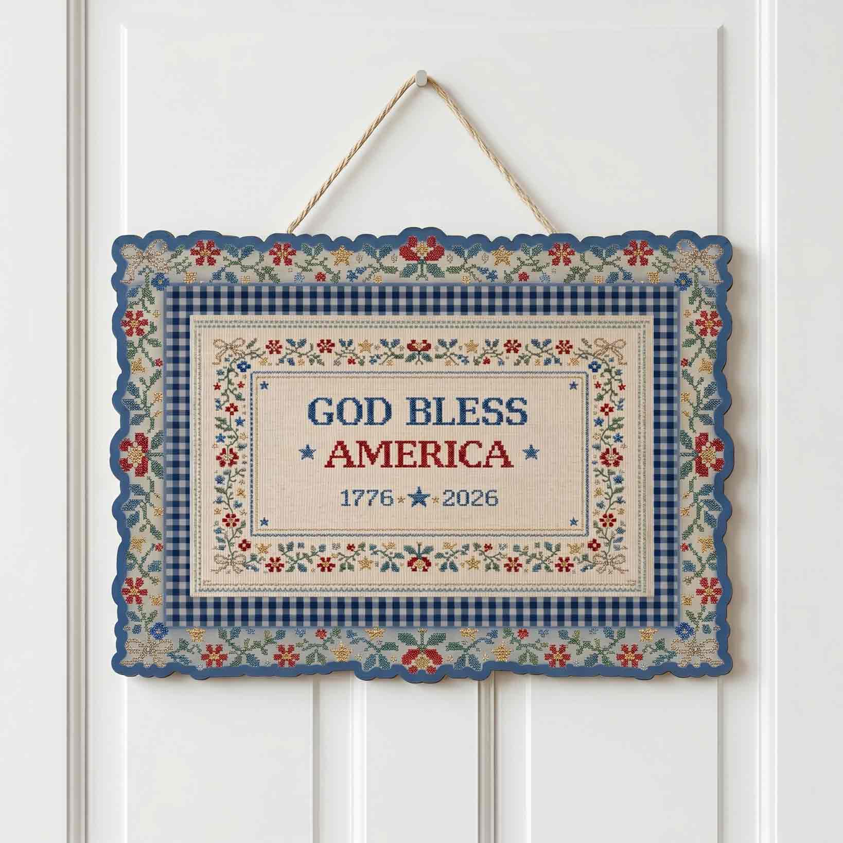 God Bless America 250th Anniversary Vintage Wooden Sign