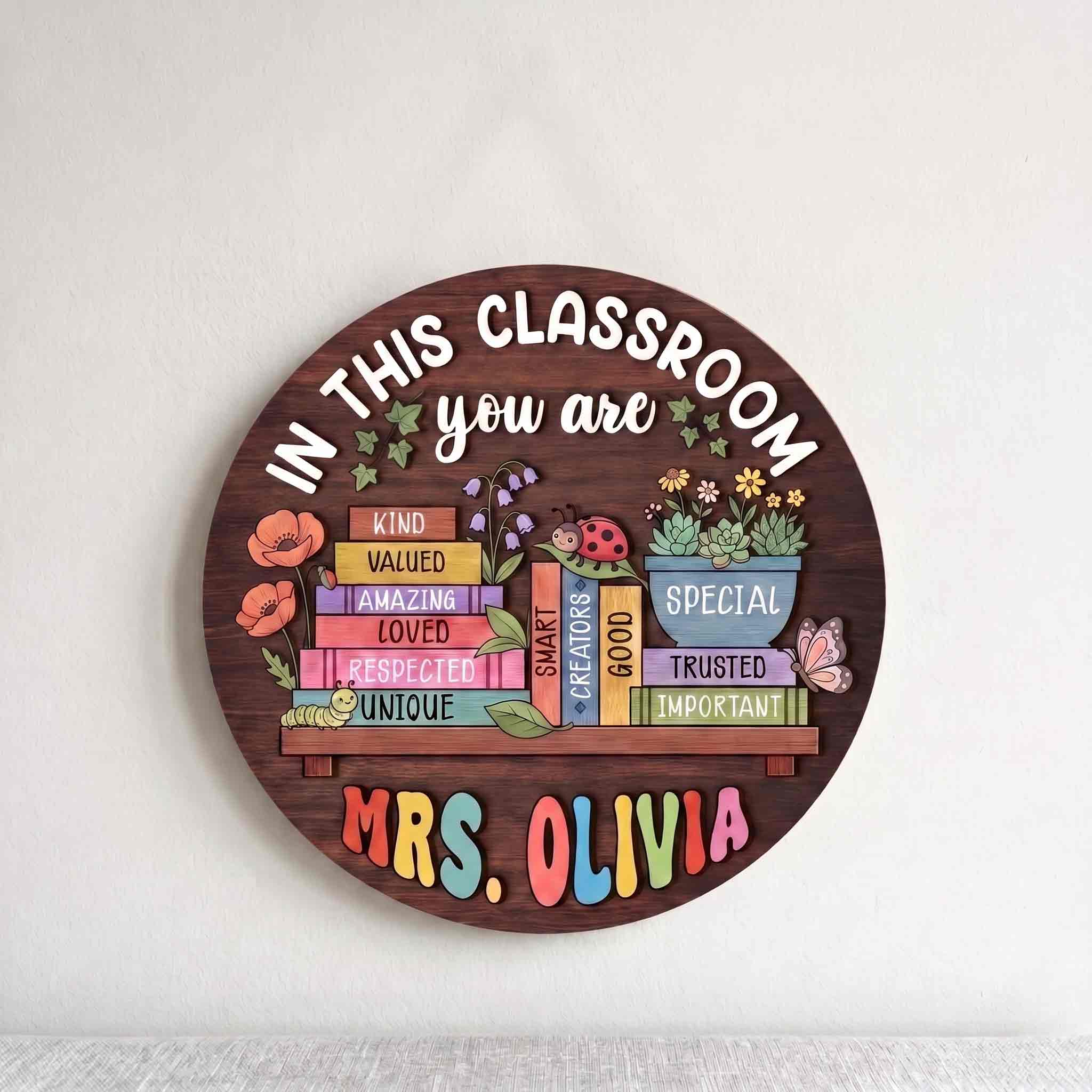 Personalized Teacher Name Classroom Door Hanger, In This Classroom You Are Wooden School Sign, Inspirational Classroom Decor