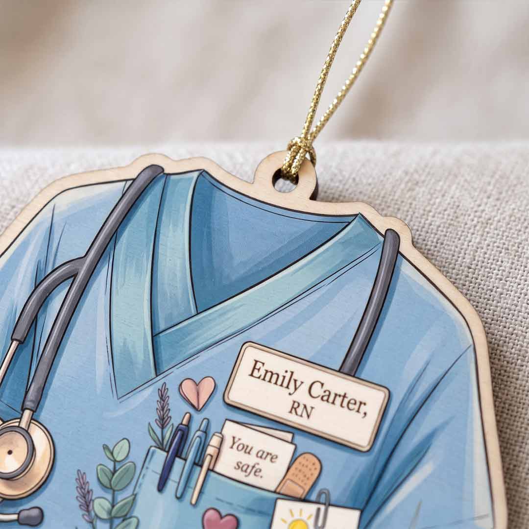 Caring Is My Calling Nurse Healthcare Appreciation Personalized Custom Name Nurse Keepsake 1-Layer Wooden Christmas Ornament for Nurses Gift
