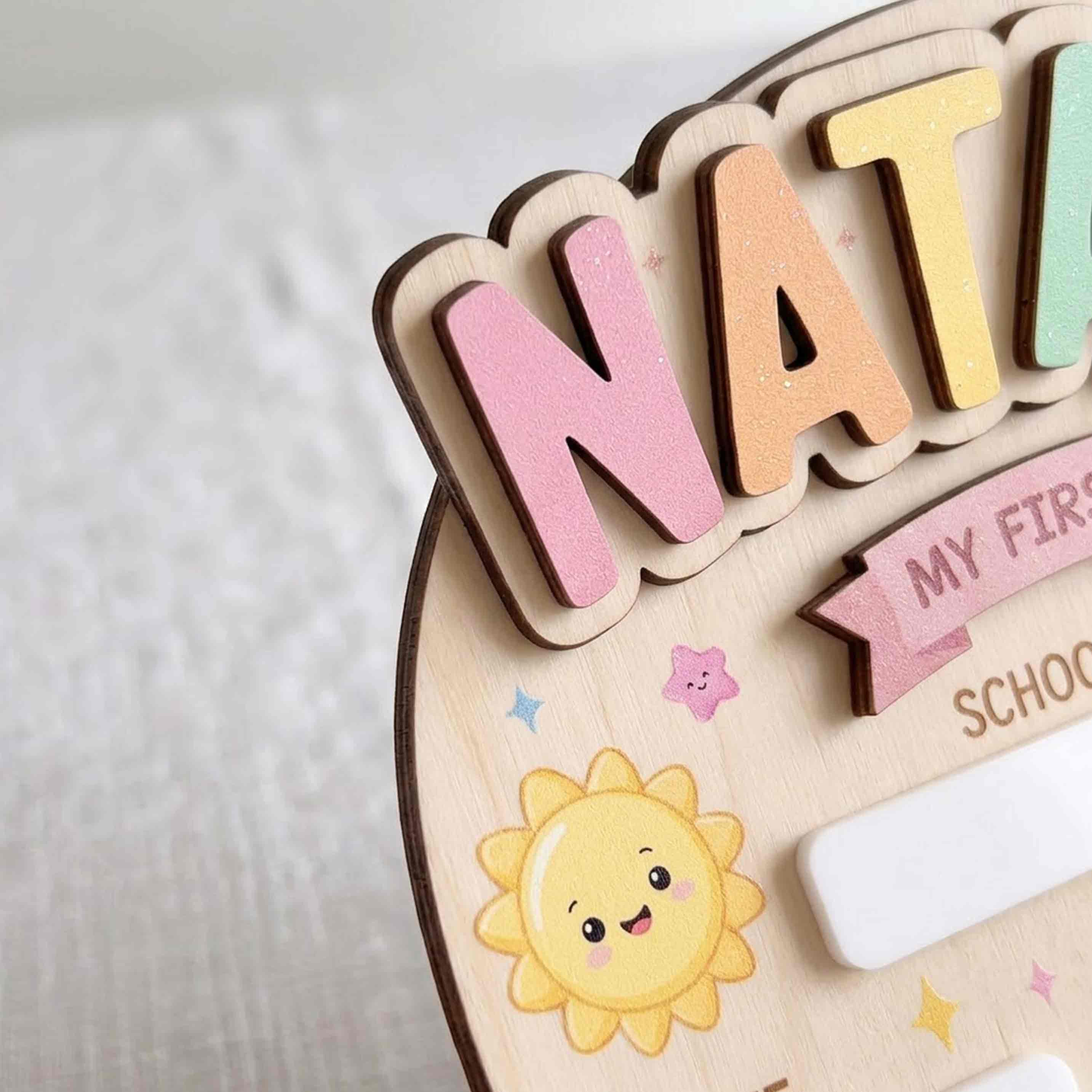Personalized Rainbow School Supplies First & Last Day School Sign, Reusable Dry Erase Board, Back to School Sign
