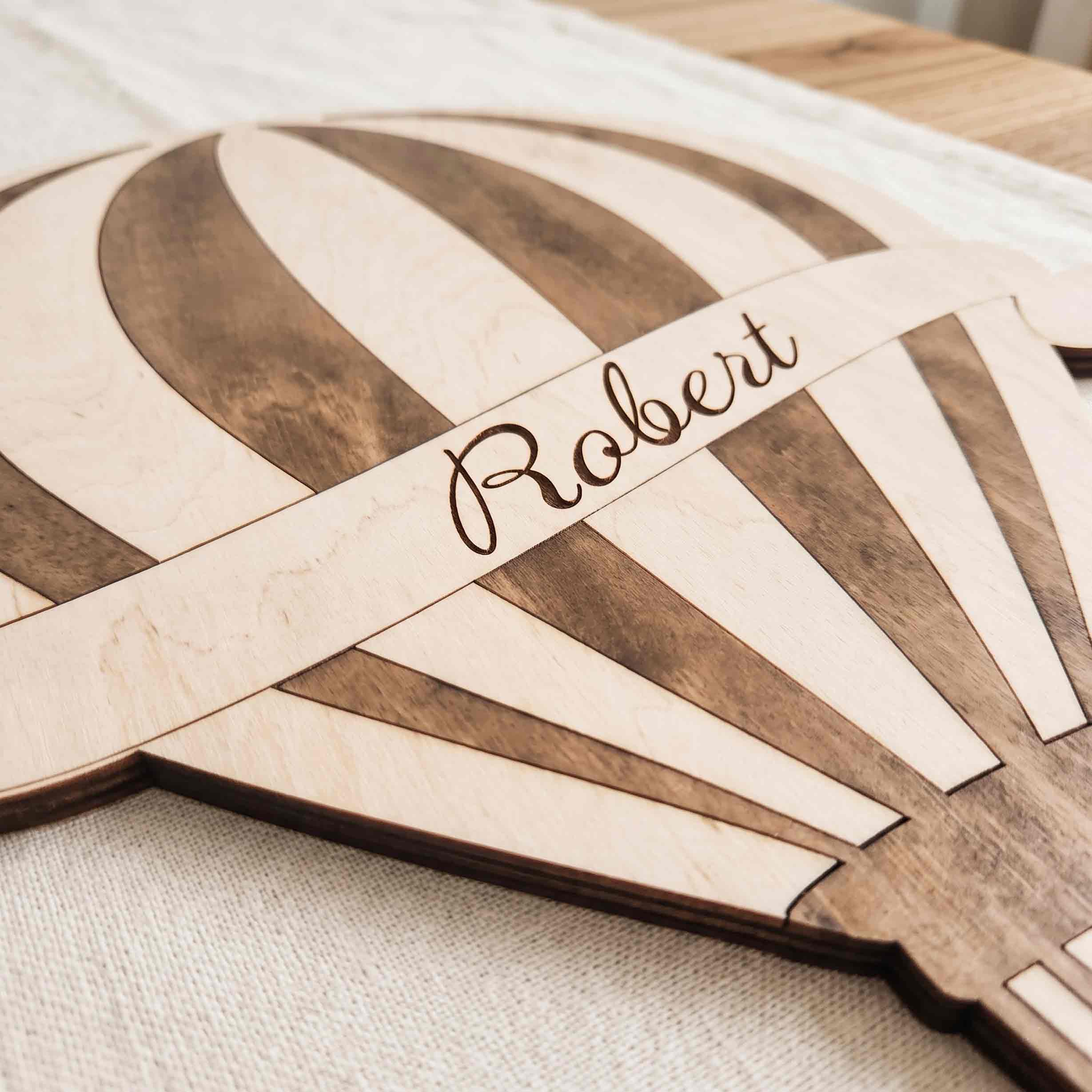 Personalized Hot Air Balloon Nursery Name Sign Wooden Baby Room Decor