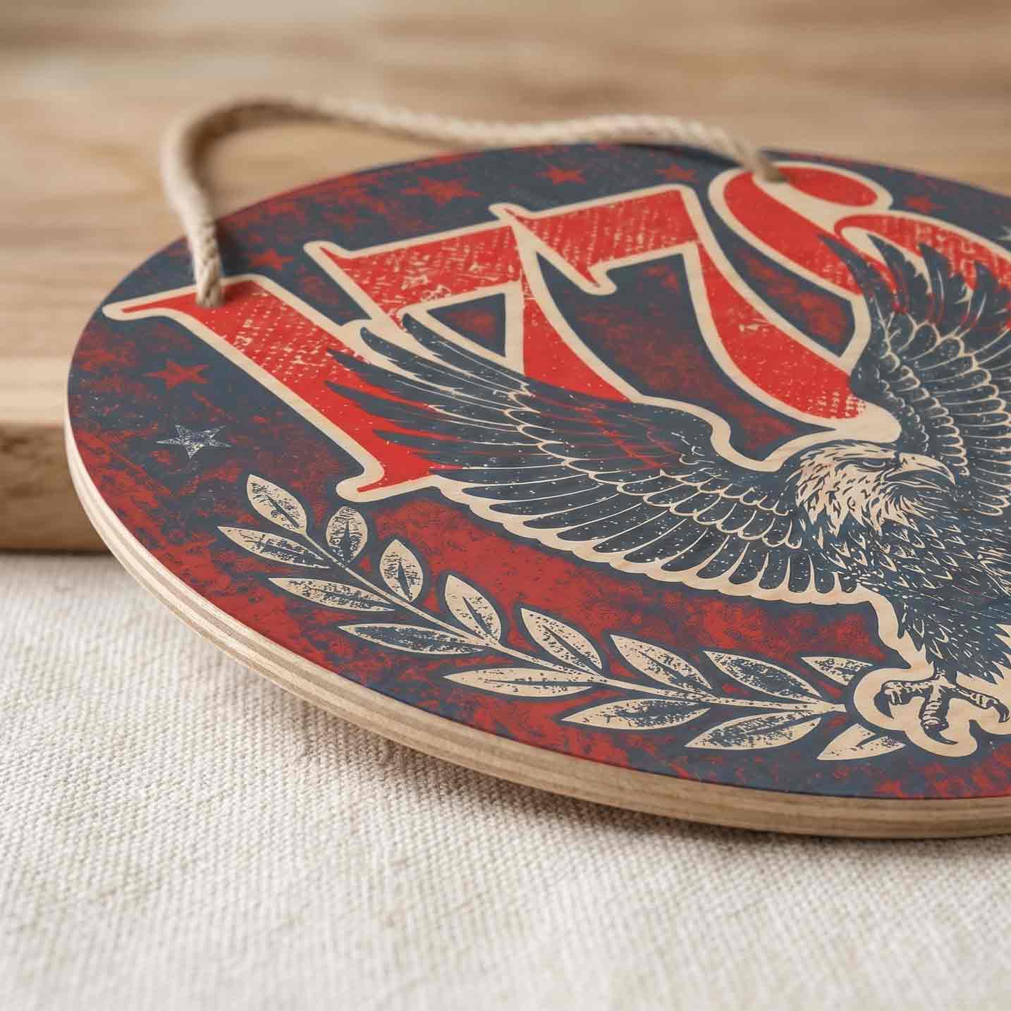 1776 American Eagle Patriotic Wooden Sign
