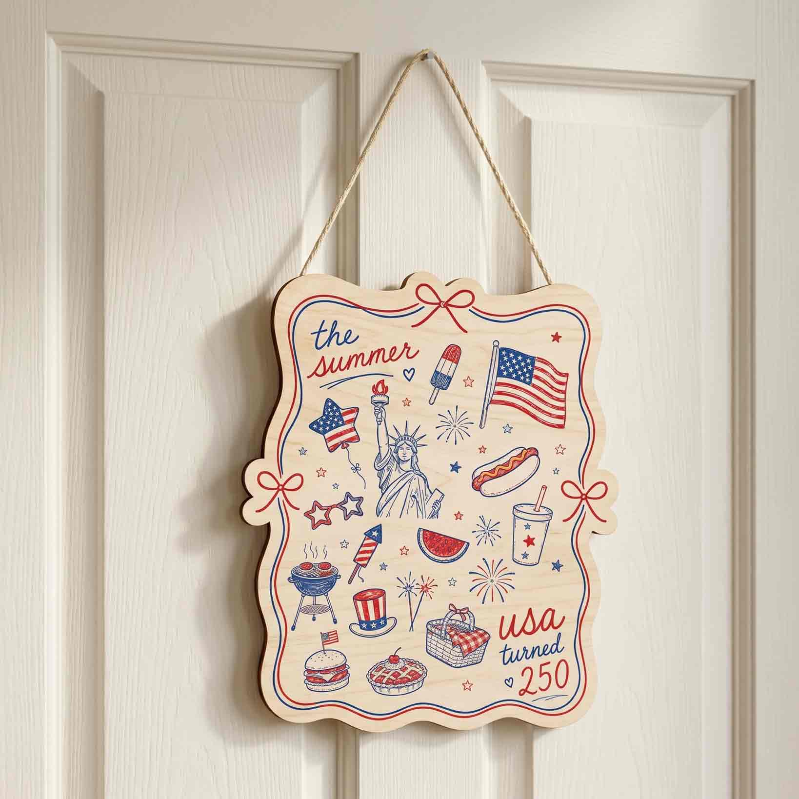 The Summer USA Turned 250 America Patriotic Wooden Sign