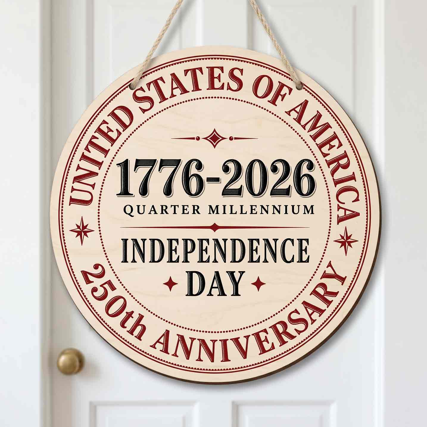 United States Of America Quarter Millennium Independence Day 250th Anniversary Decor Wooden Sign