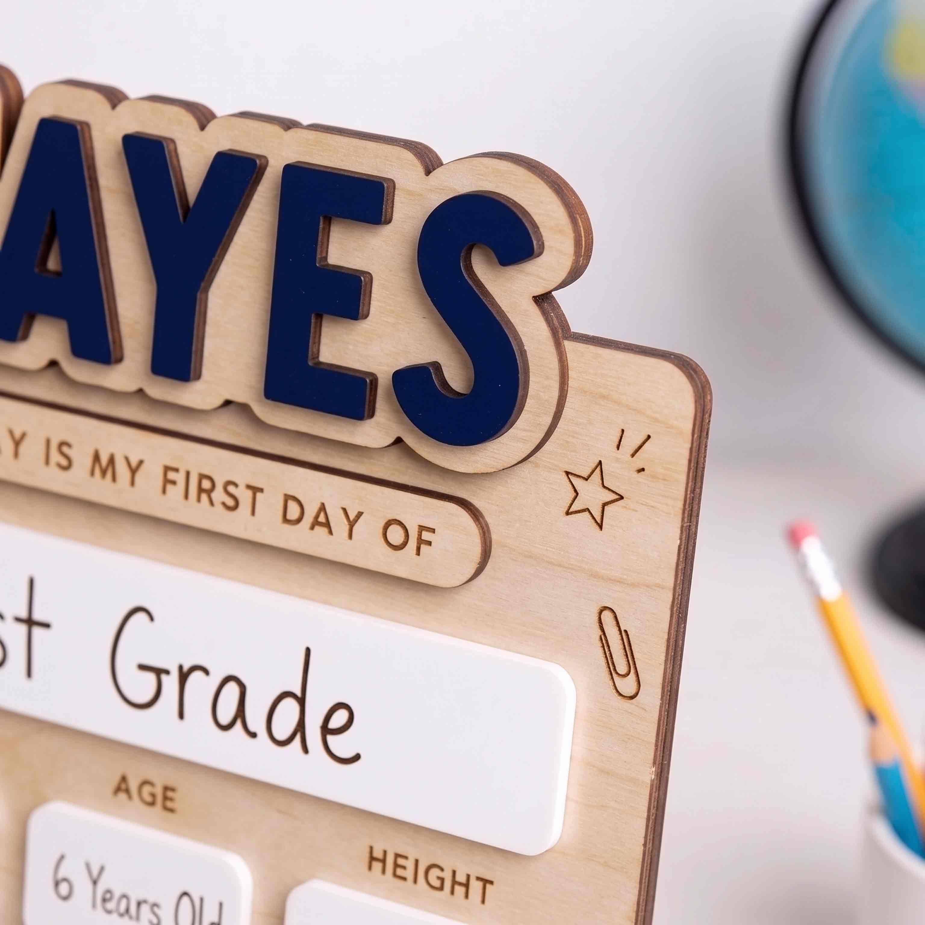Personalized Modern Minimalist First & Last Day School Board, Reusable Dry Erase Board, Back to School Sign