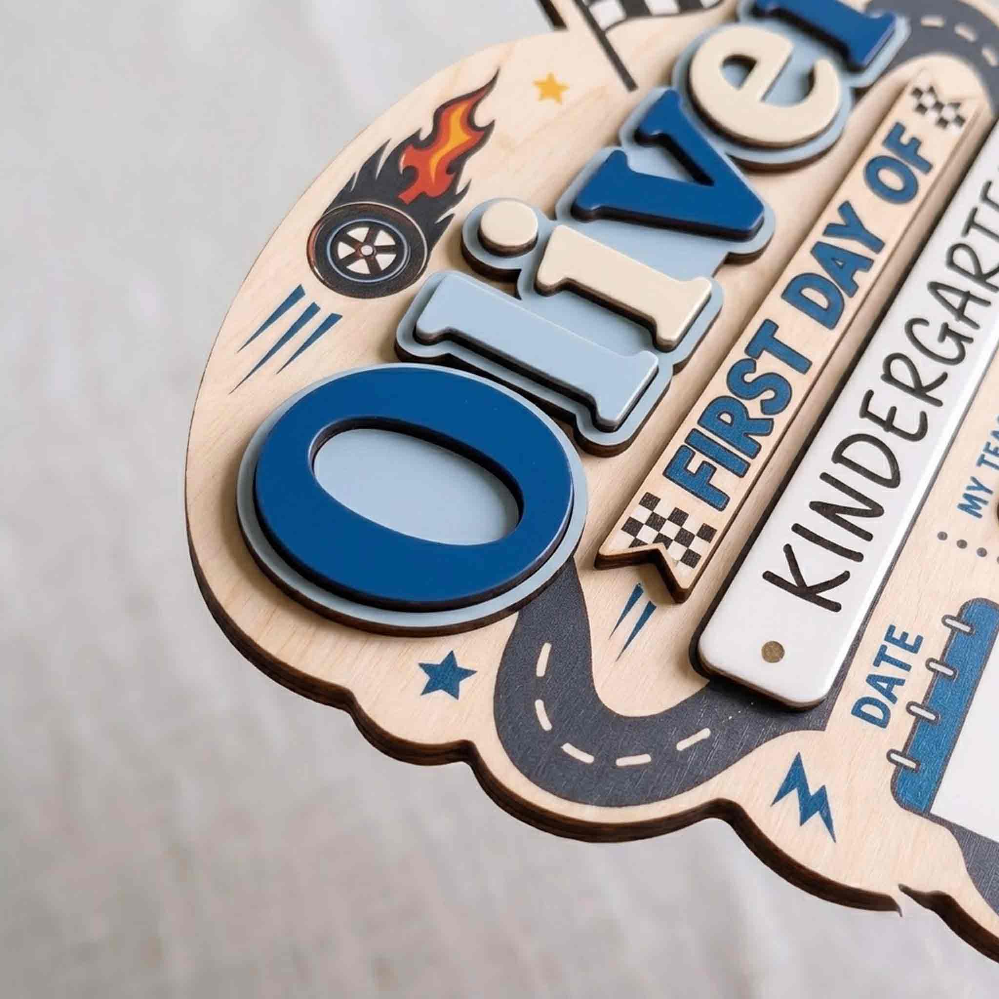 Personalized Formula Race Theme First & Last Day School Sign, Reusable Dry Erase Board, Back to School Sign