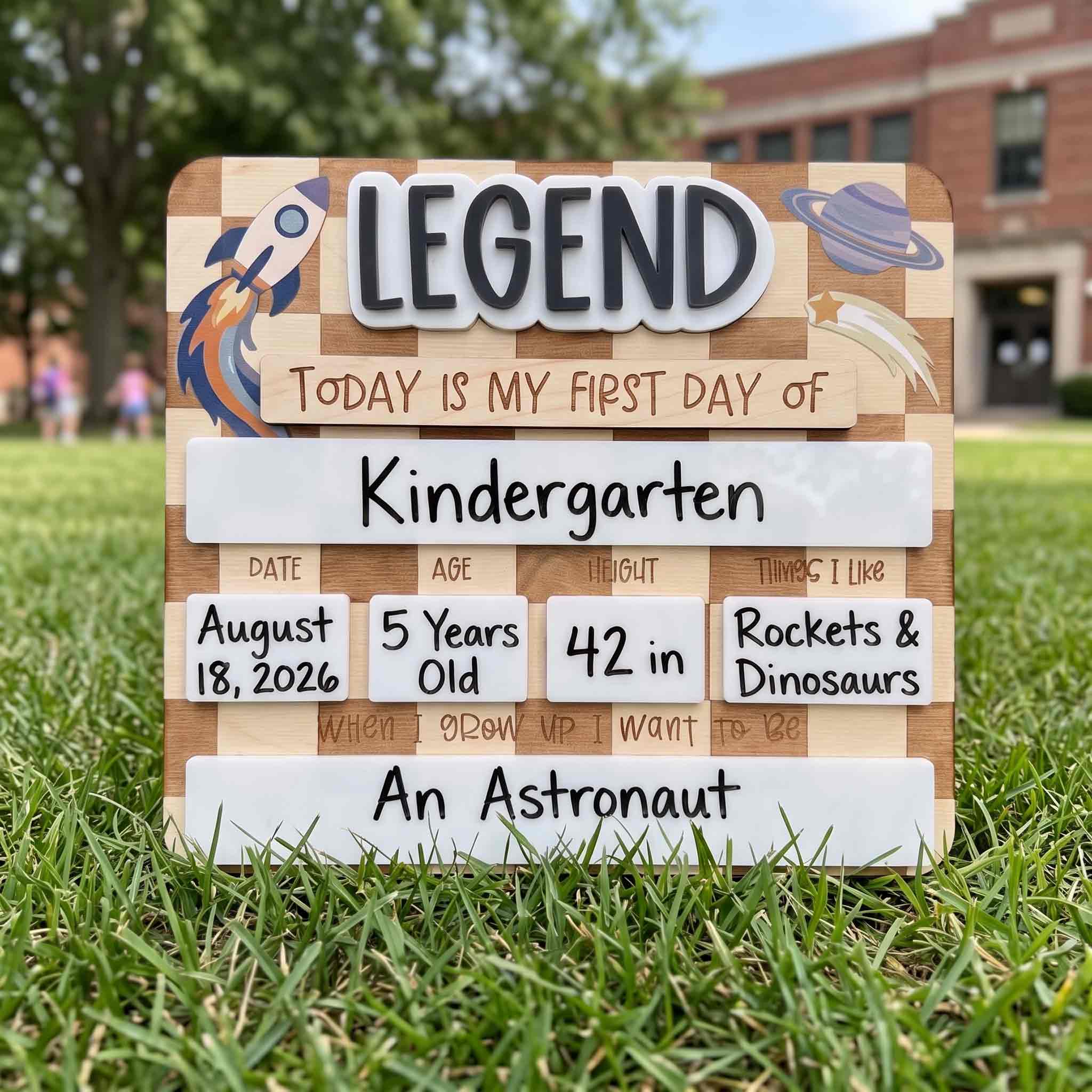Personalized Rocket Explorer First & Last Day School Board, Reusable Dry Erase Board, Back to School Sign