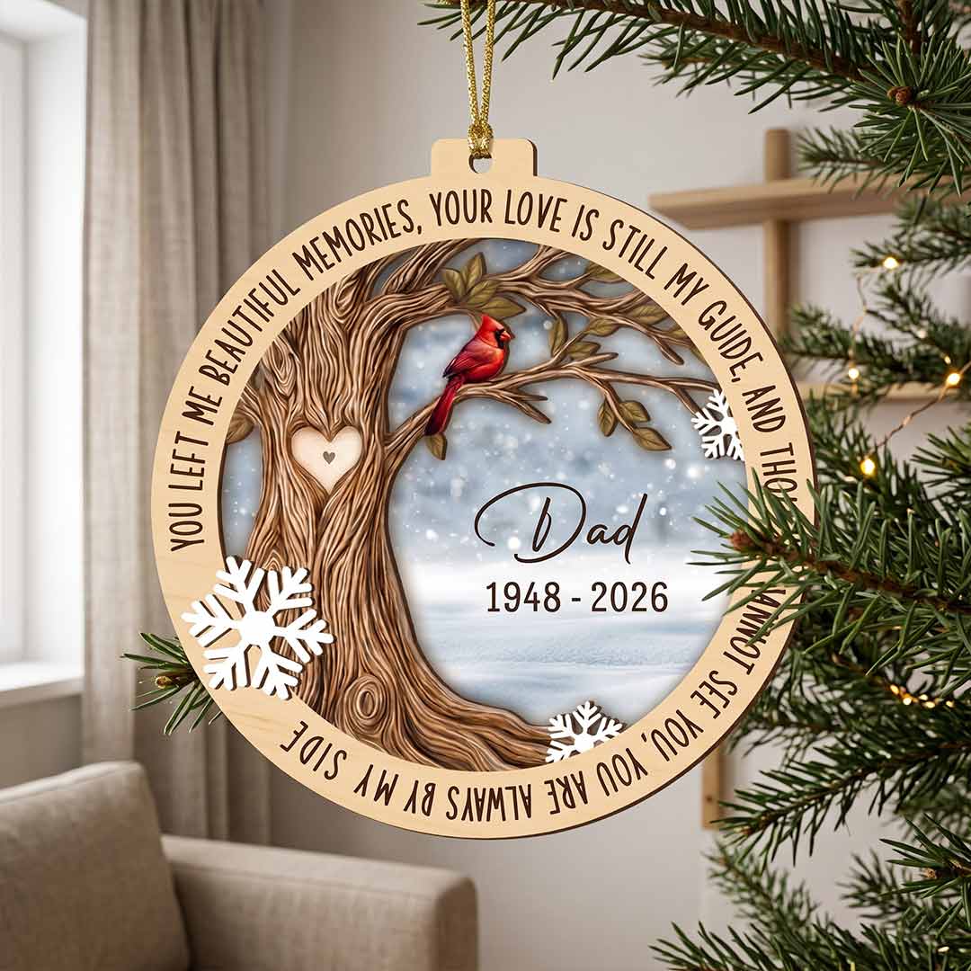 Your Love Is Still My Guide Cardinal Keepsake Personalized Custom Name Date Memorial 1-Layer Wooden Christmas Ornament for Loss of Loved One