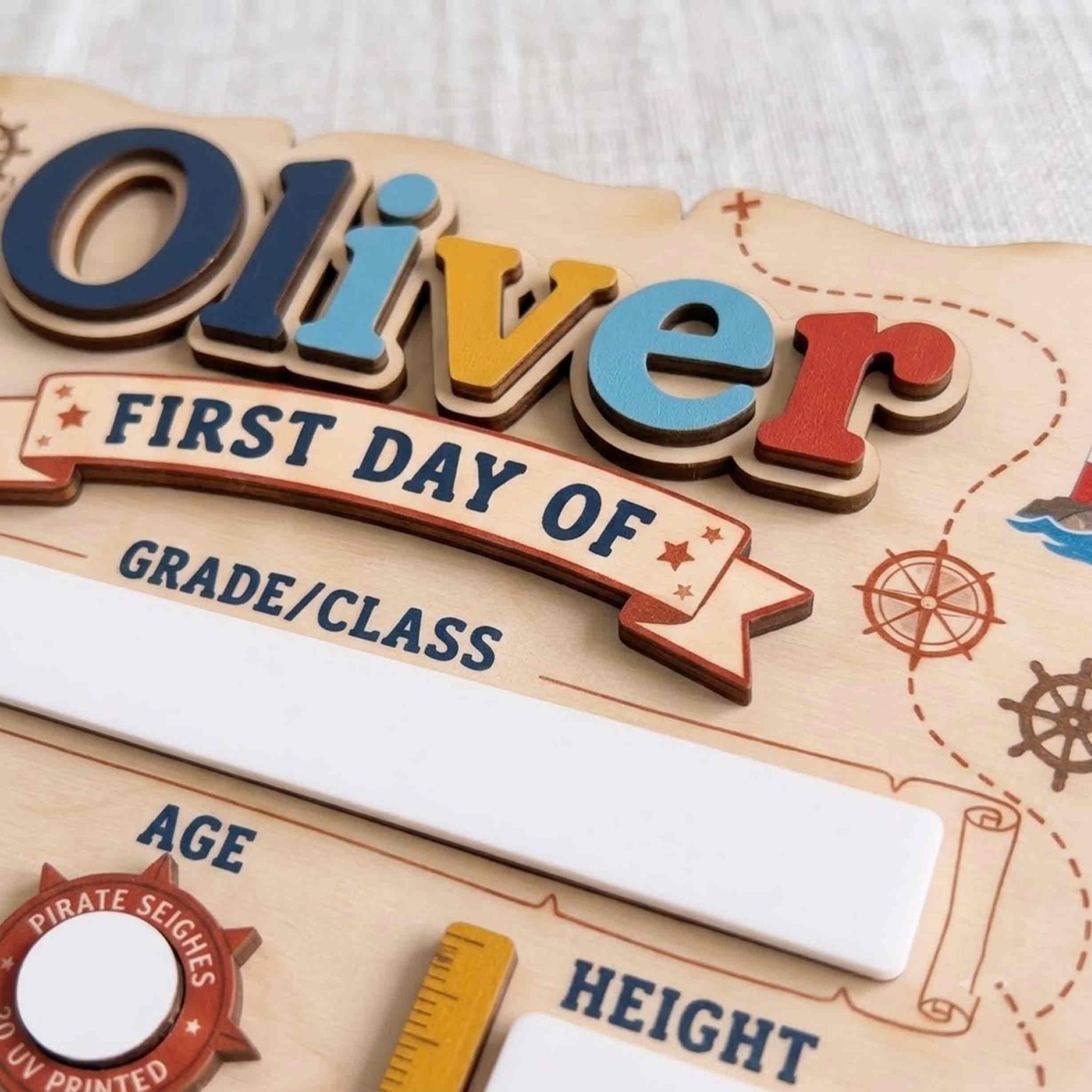 Personalized Pirate Adventure Theme First & Last Day School Sign, Reusable Dry Erase Board, Back to School Sign
