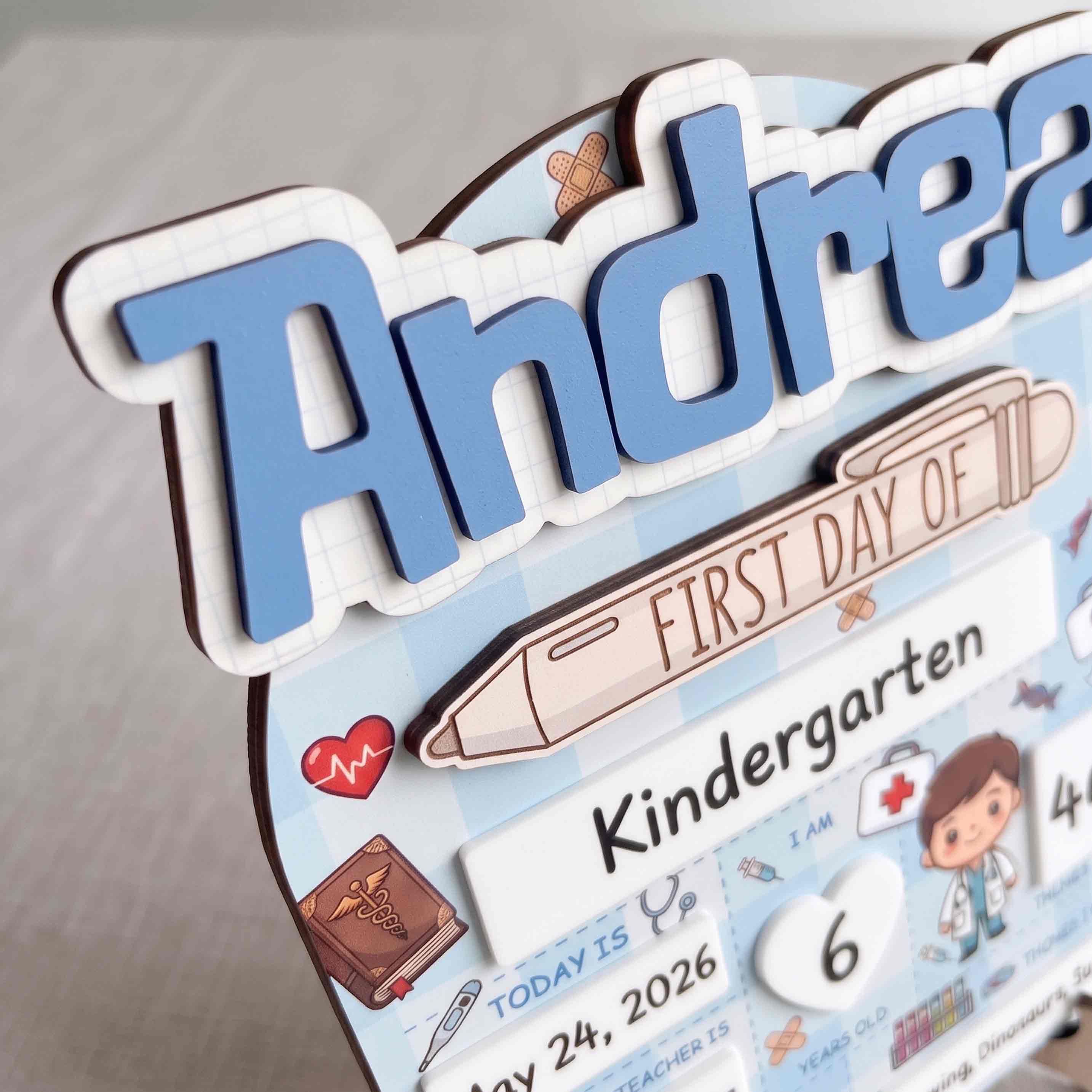 Personalized Doctor First Day School Board, Reusable Dry Erase Board, Back to School Sign