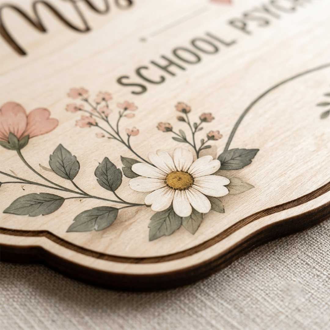 Personalized Teacher Name Wooden Sign Door Hanger School Psychologist Room Sign  Wooden Classroom Decor, Back to School Sign