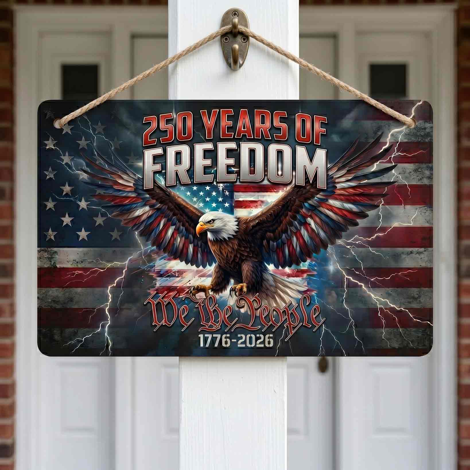 America 250 Years Of Freedom Eagle Wooden Sign
