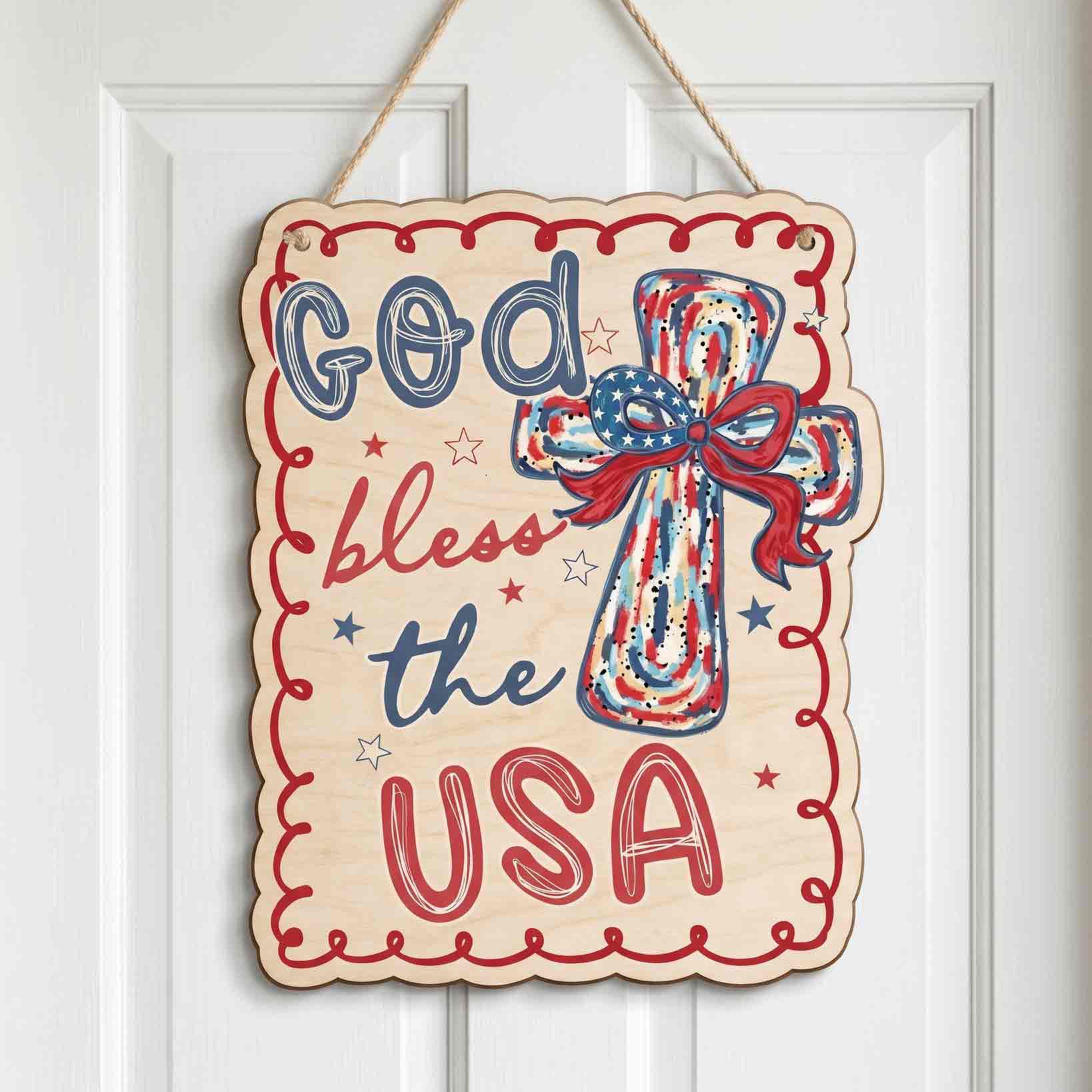 God Bless the USA America 250th Anniversary Wooden Sign