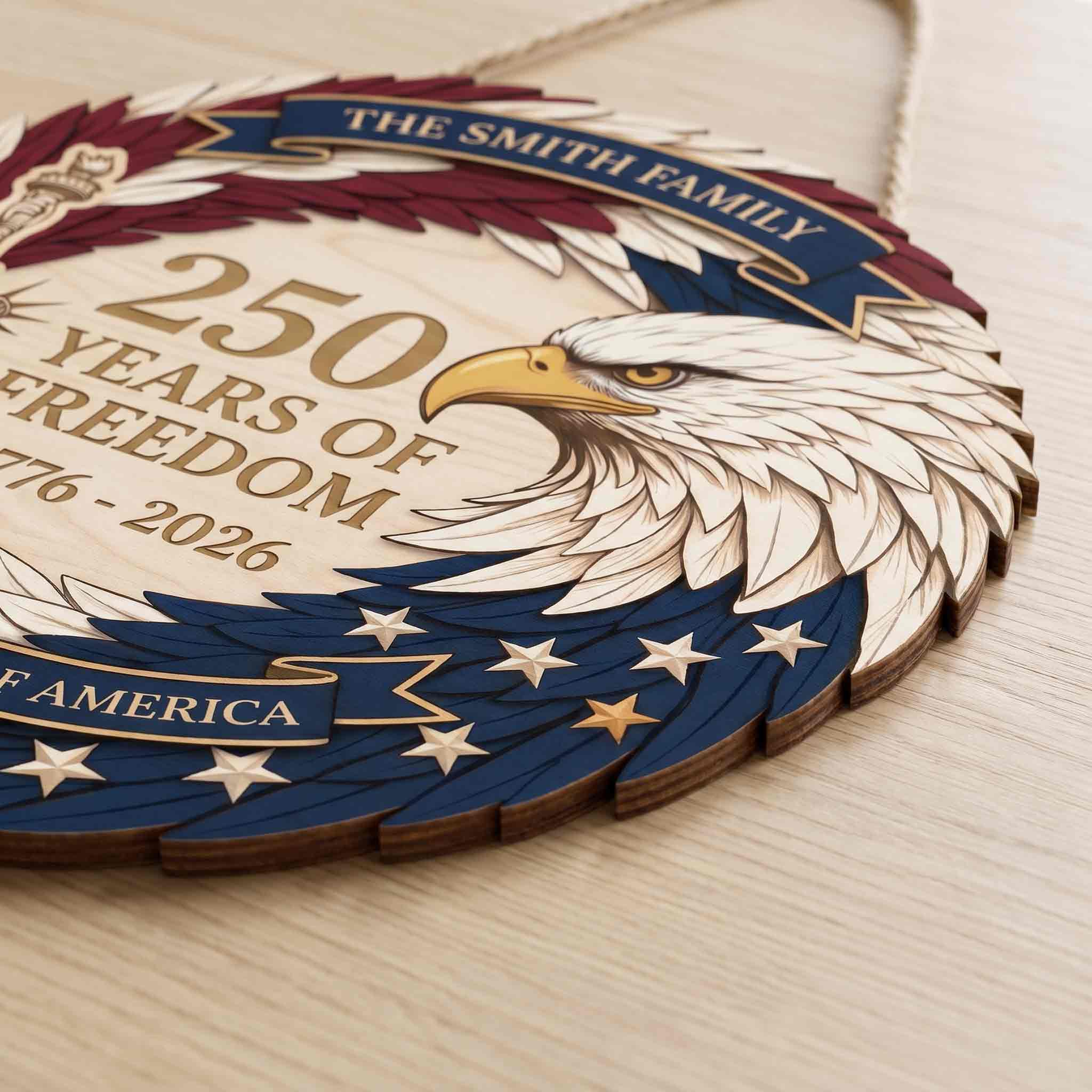 Personalized America 250 Wooden Sign Celebrating 250 Years of Freedom