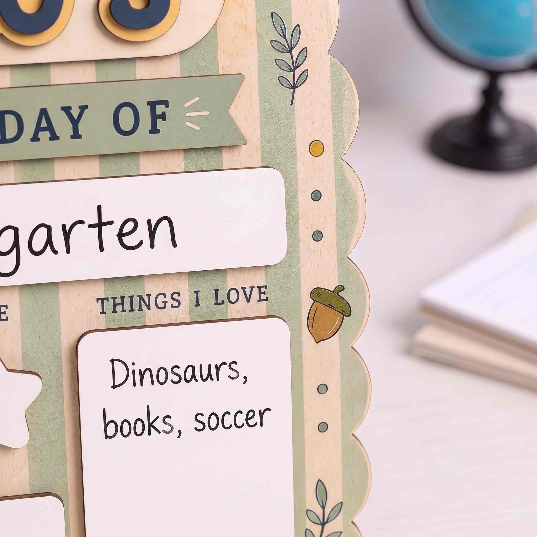 Personalized Sage Stripe First & Last Day School Sign, Reusable Dry Erase Board, Back to School Sign
