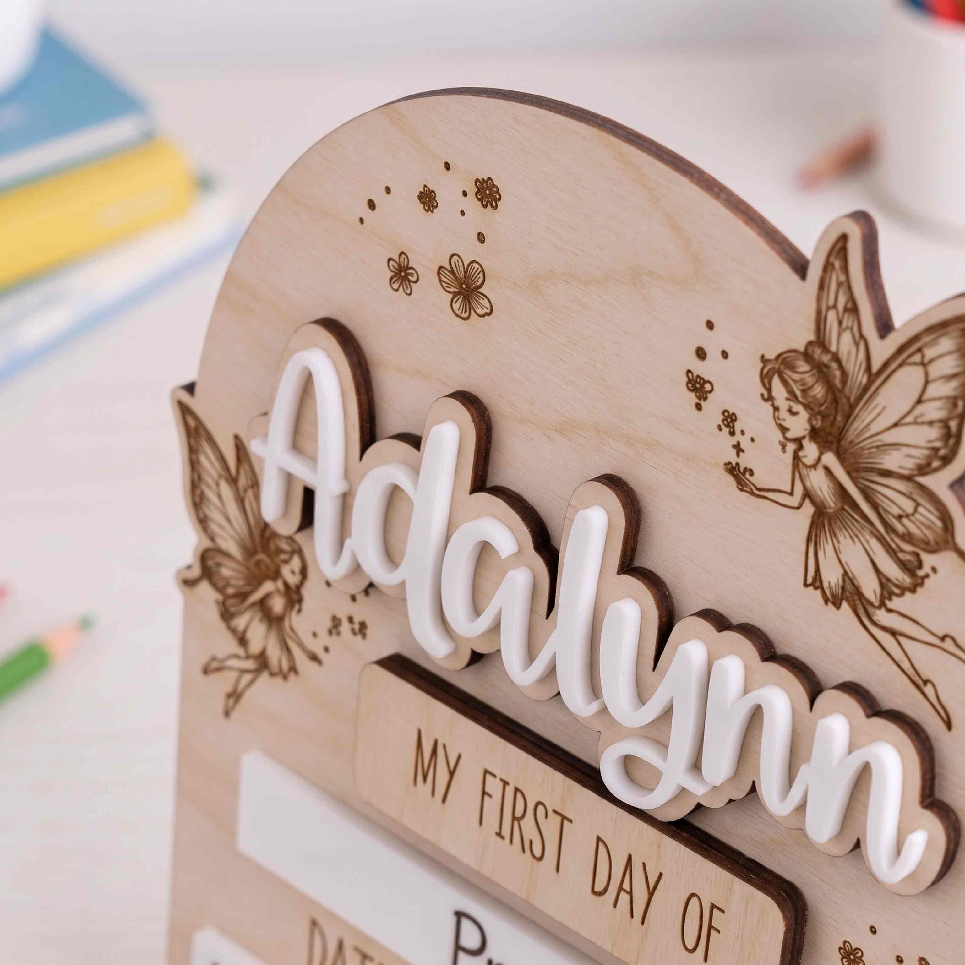 Personalized Fairy First & Last Day School Board, Reusable Dry Erase Board, Back to School Sign